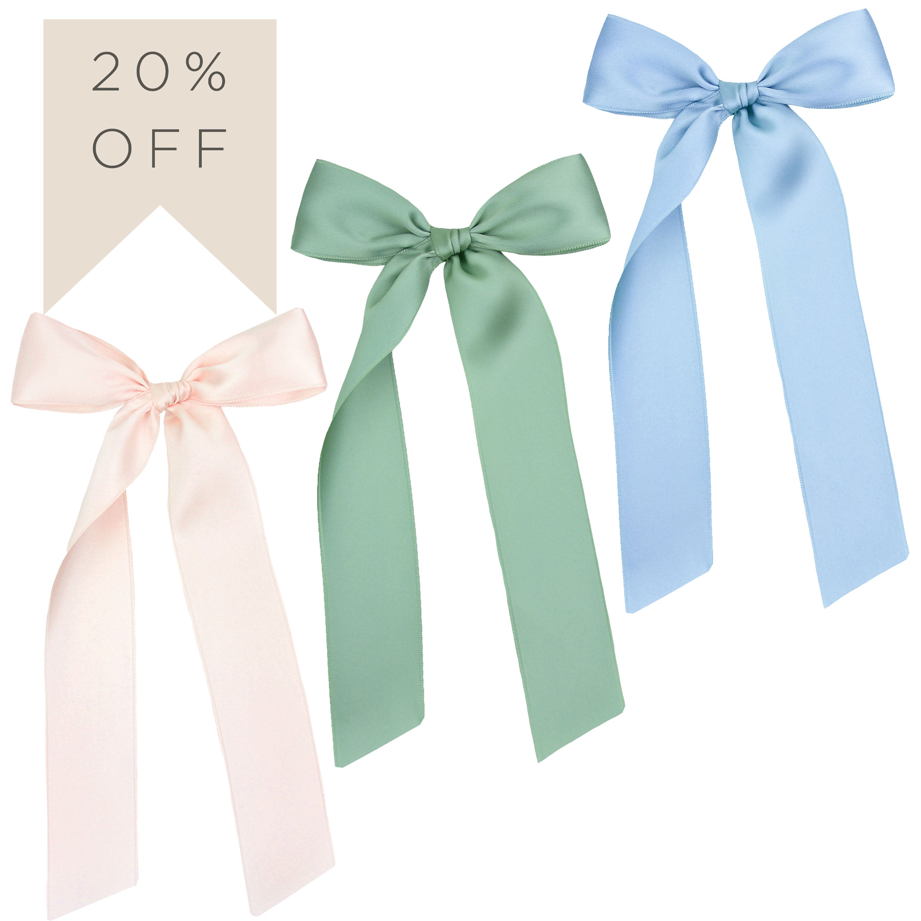 Satin Bow 3 Pack: Sage Sash Clips