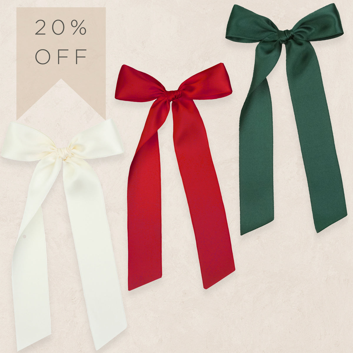Satin Bow 3 Pack: Ruby Sash Clips