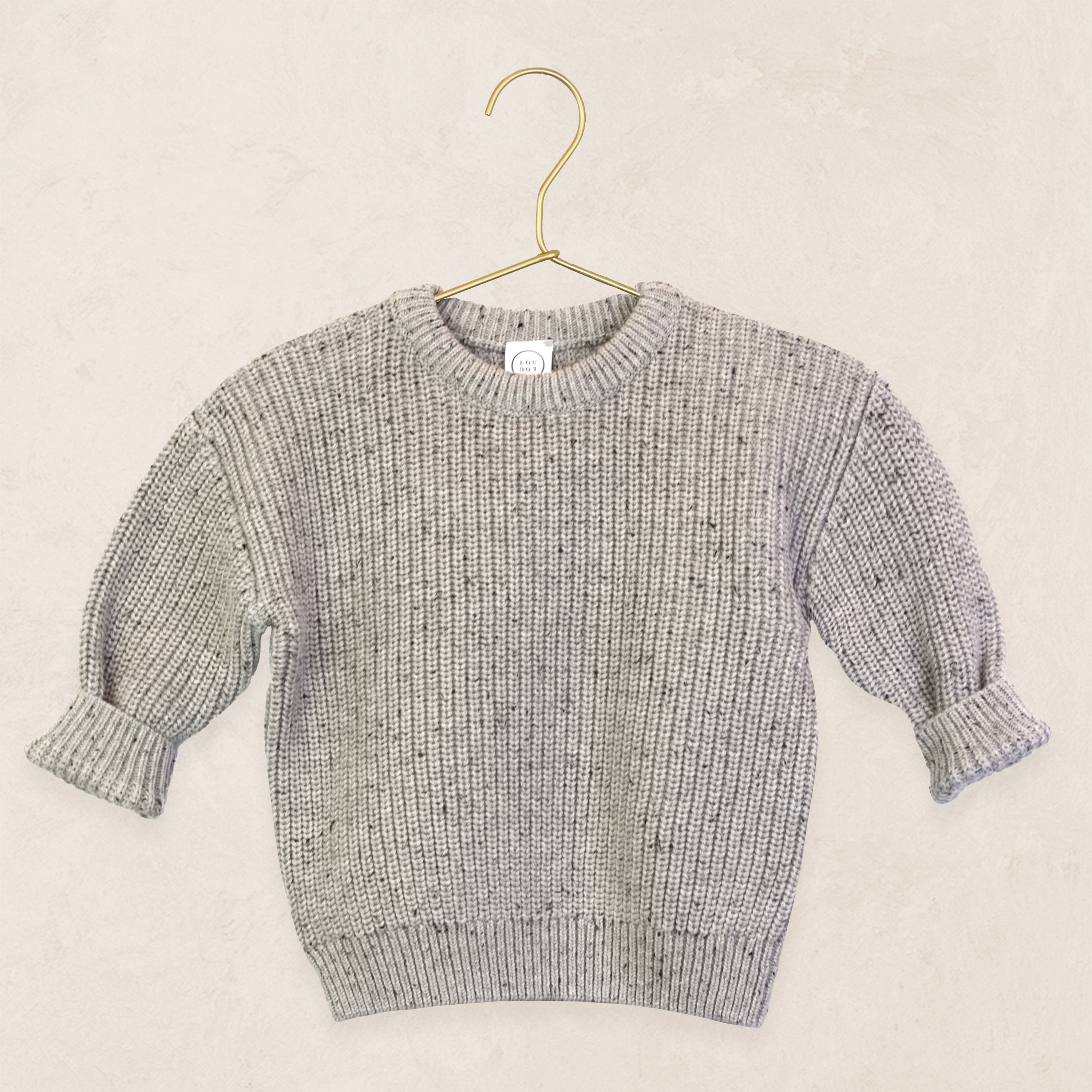 Knit Chunky Sweater - Grey Speckle