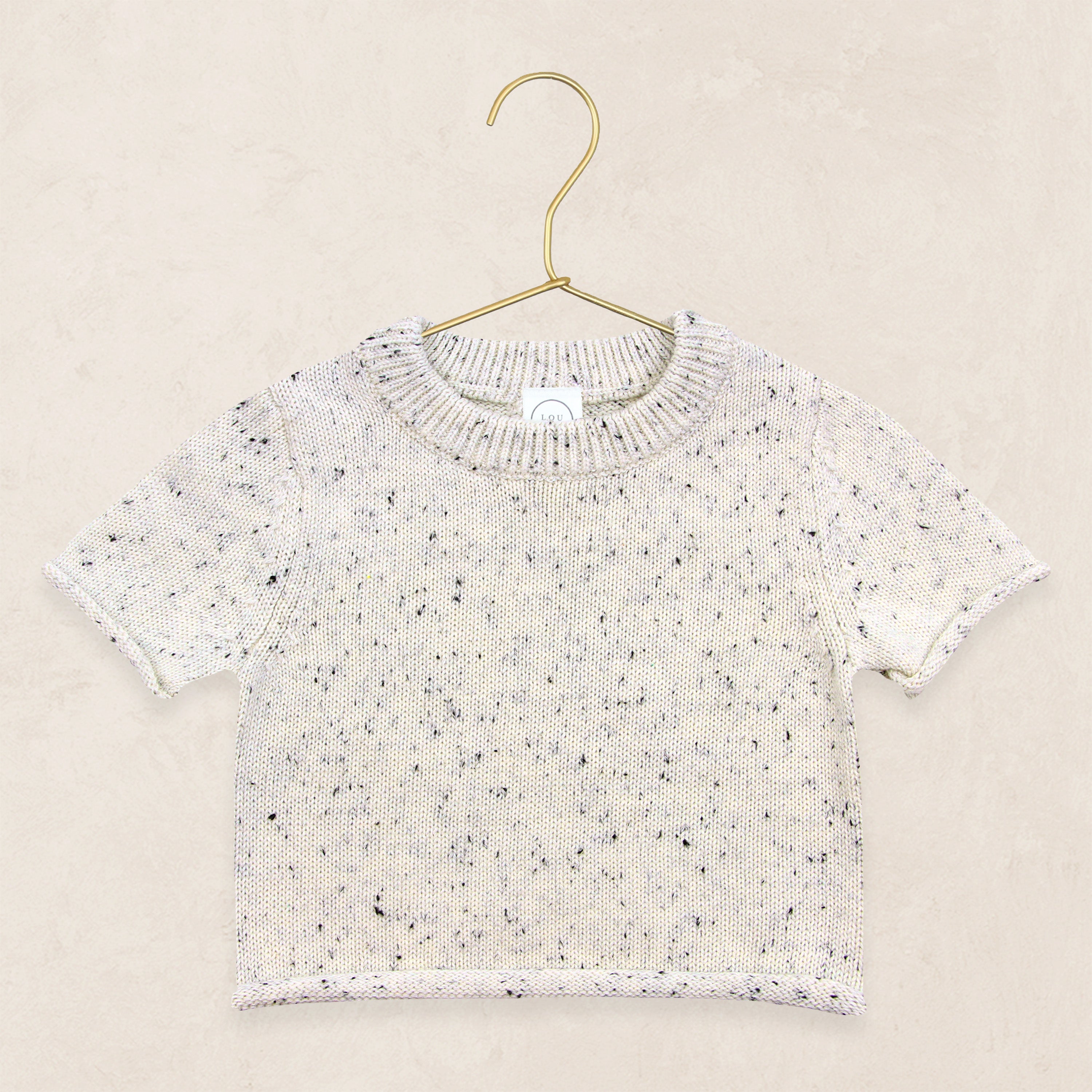Knit Short Sleeve Tee - Cream Speckle