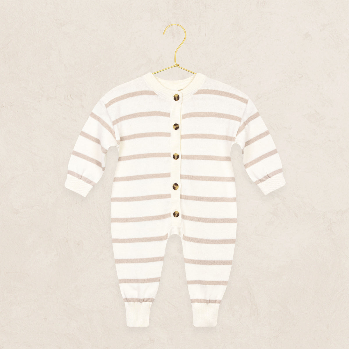Knit Long Sleeve Onesie - Tan Stripe