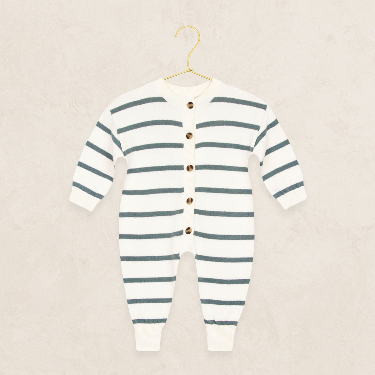 Knit Long Sleeve Onesie - Ocean Stripe