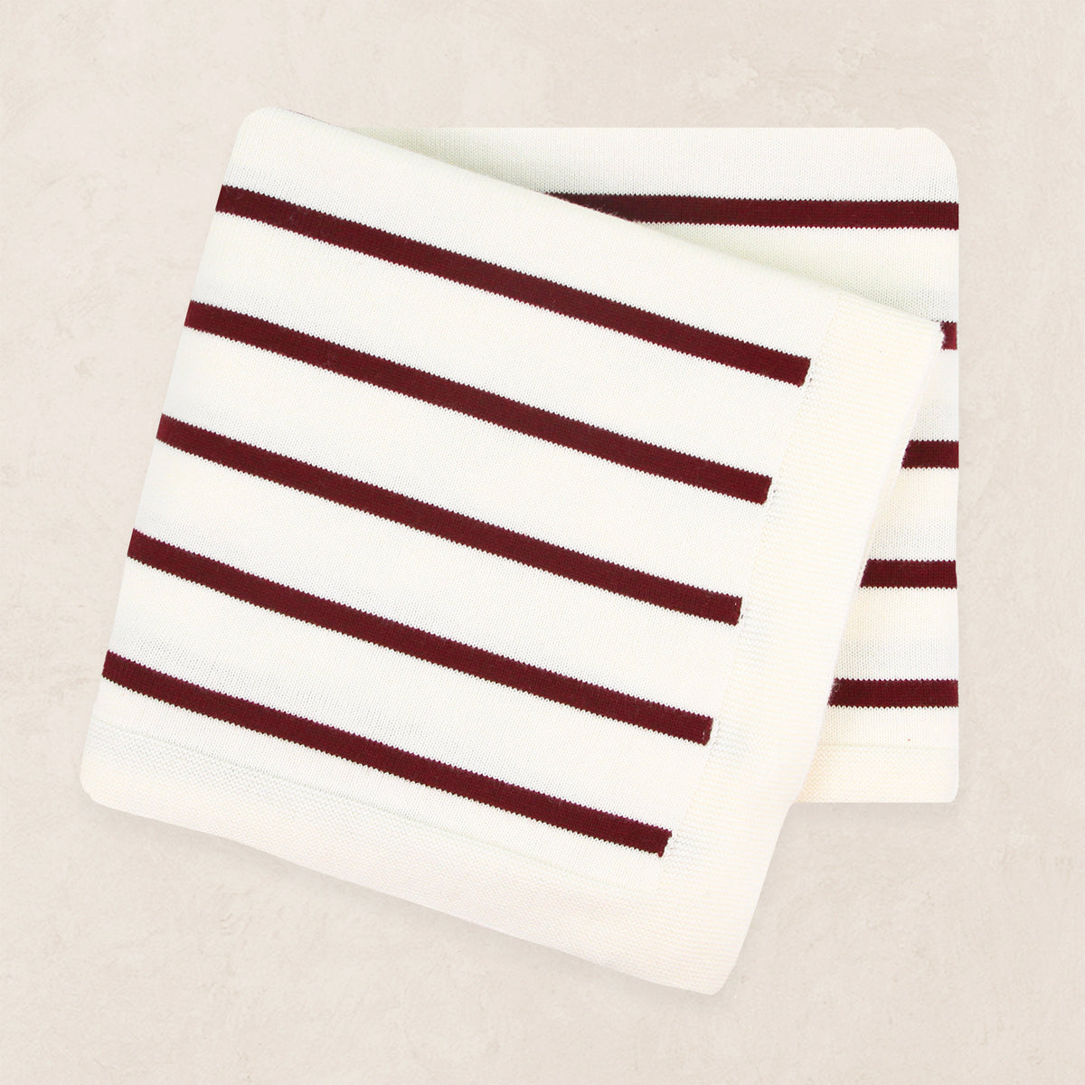 Knit Blanket - Maroon Stripe