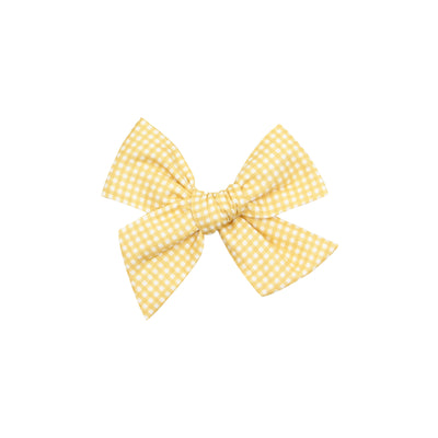 Linen Bow - Yellow Gingham Clip