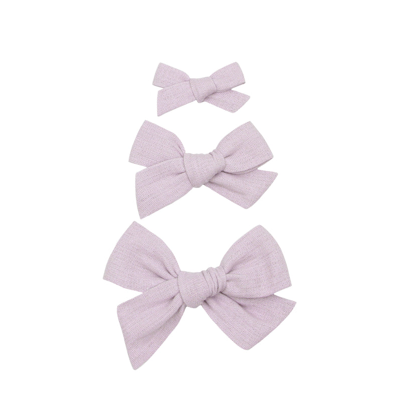 Linen Bow 3 Pack: Lavender Clips