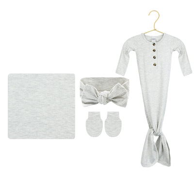 Stevie Ribbed Newborn Headband Bundle (Gown)