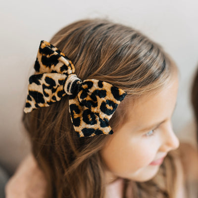 Velvet - Leopard Bow Clip