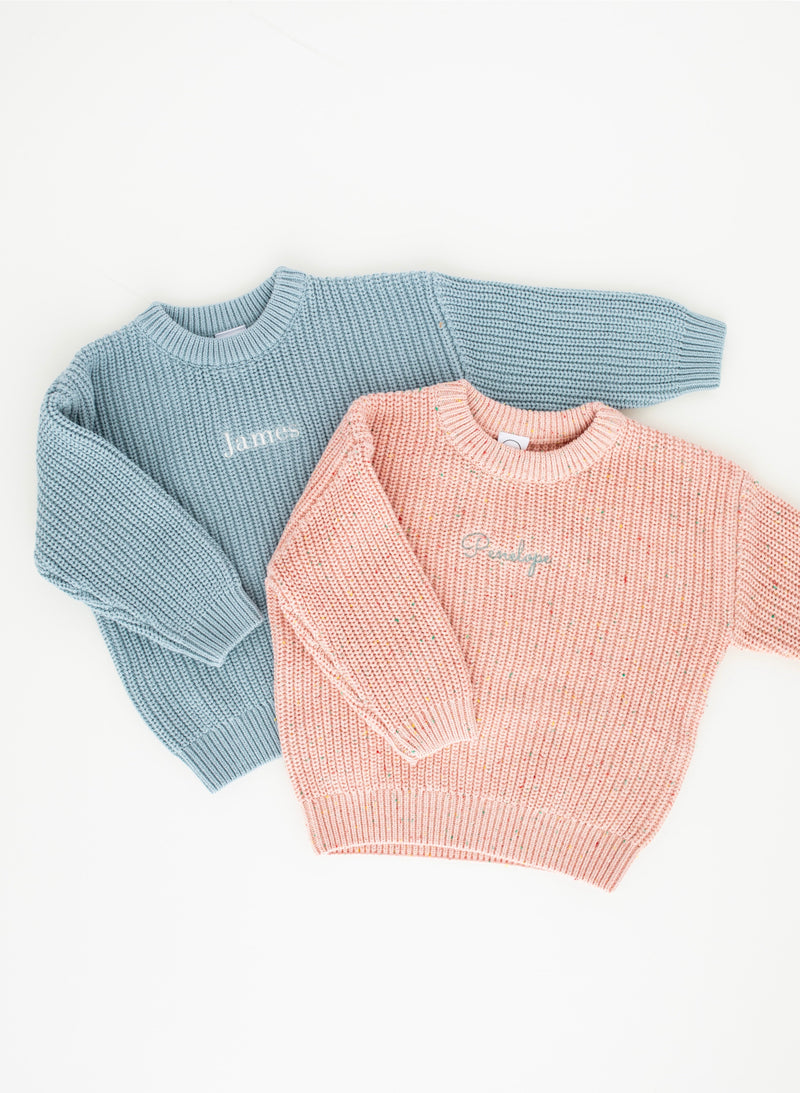 Chunky Knit Sweaters - Embroidery