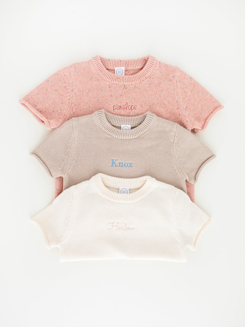 Knit Short Sleeve Shirt - Embroidery