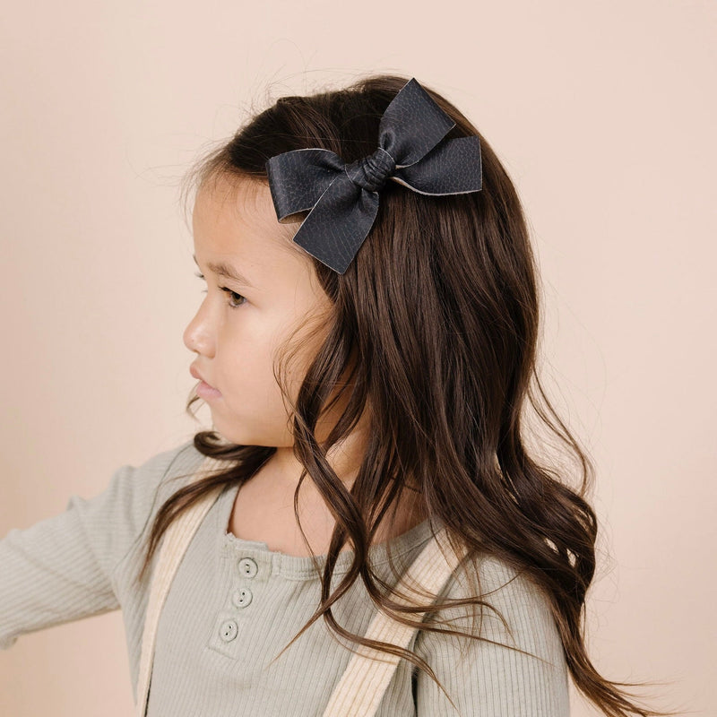 Black + Grey Bow Clips
