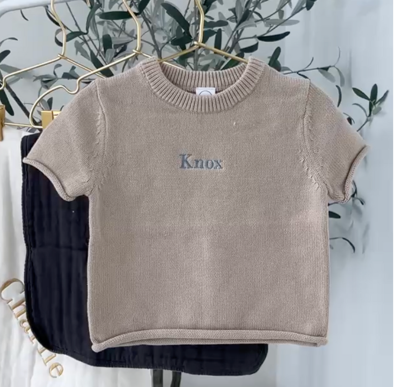 Knit Short Sleeve Shirt - Embroidery