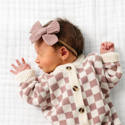 Sweater Bow - Mauve Chunky Knit
