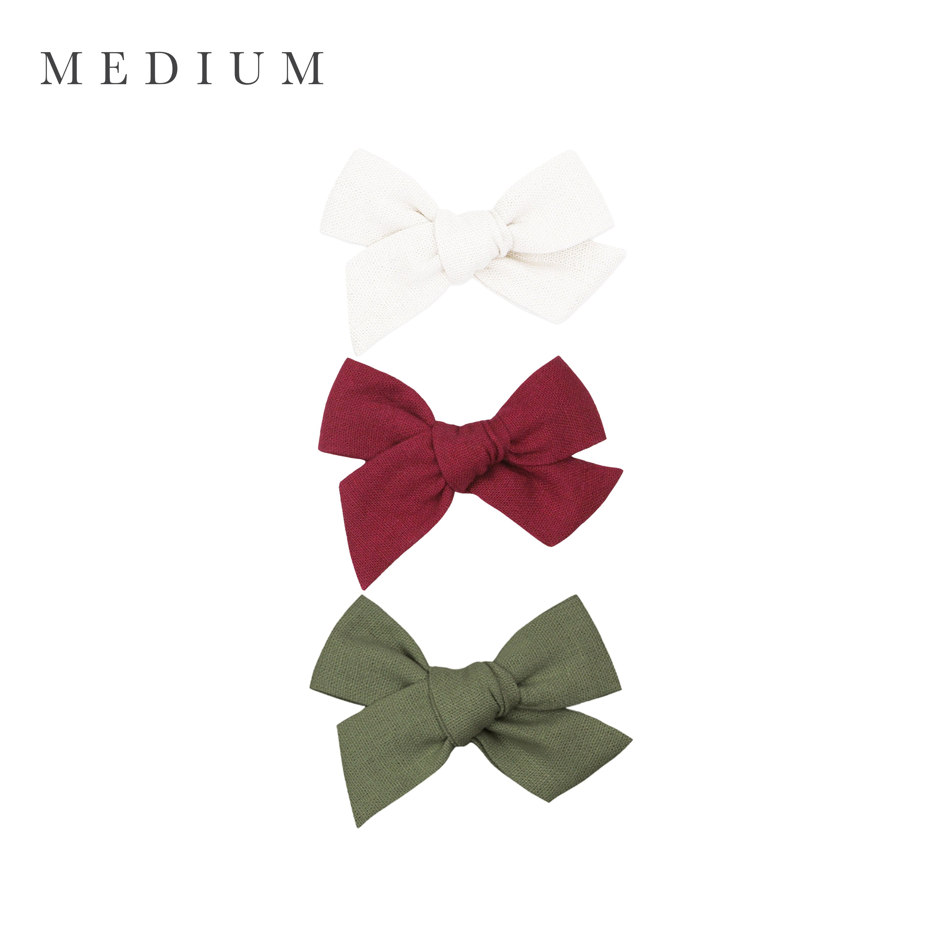 Linen Bow 3 Pack: Cranberry Clips