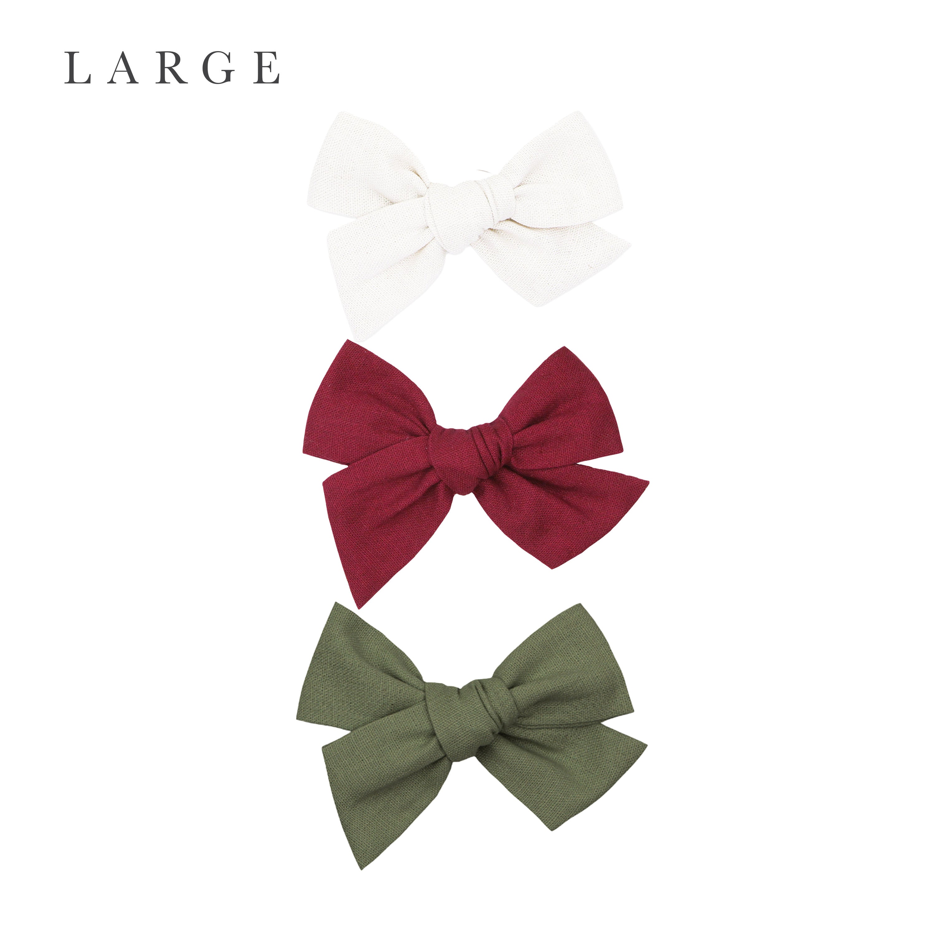 Linen Bow 3 Pack: Cranberry Clips