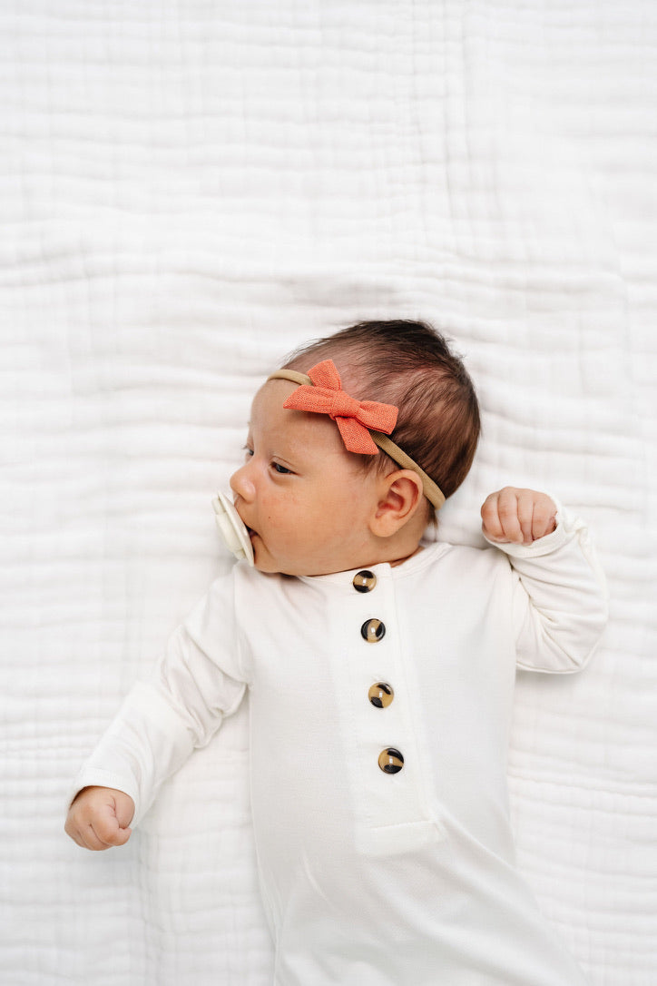 Linen Bow - Persimmon Headband