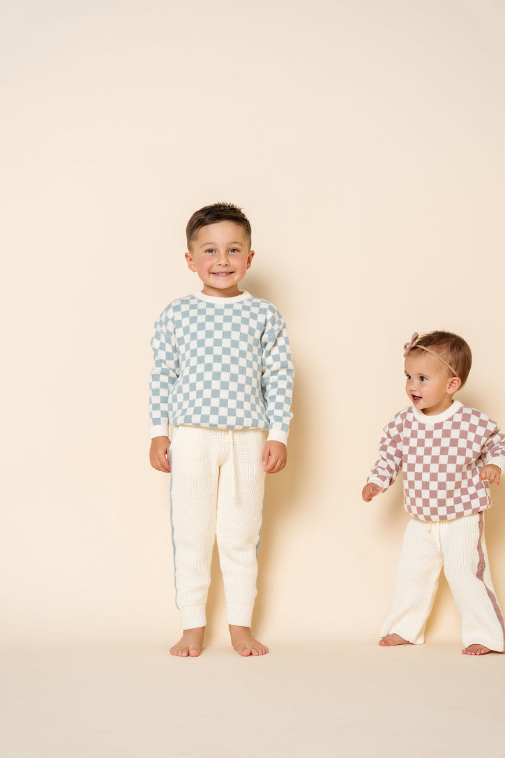 Knit Chunky Sweater - Steele Checkered