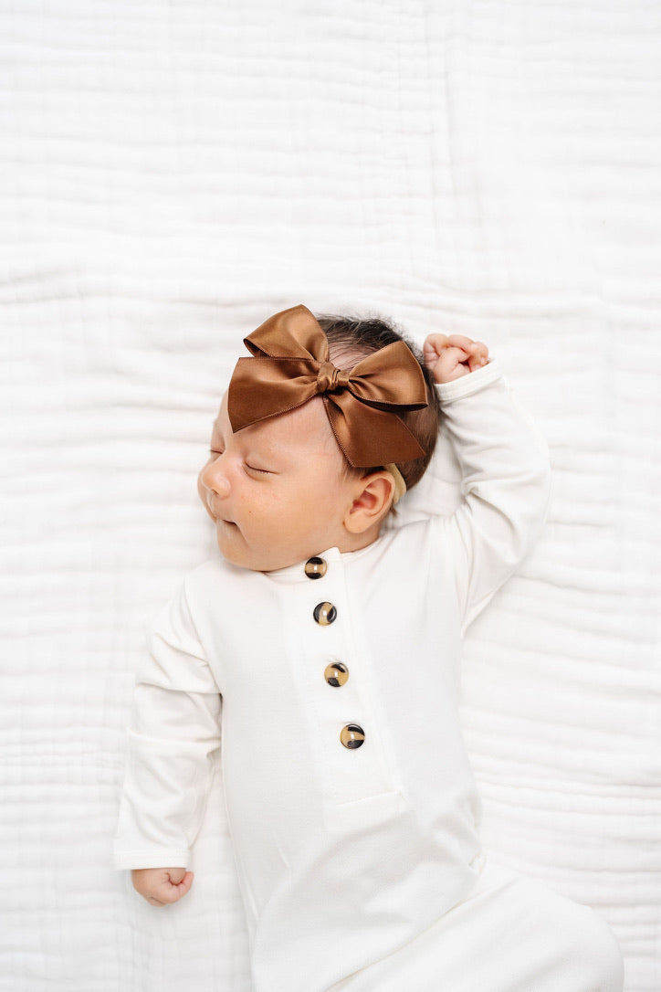 Satin Bow - Chocolate Headband