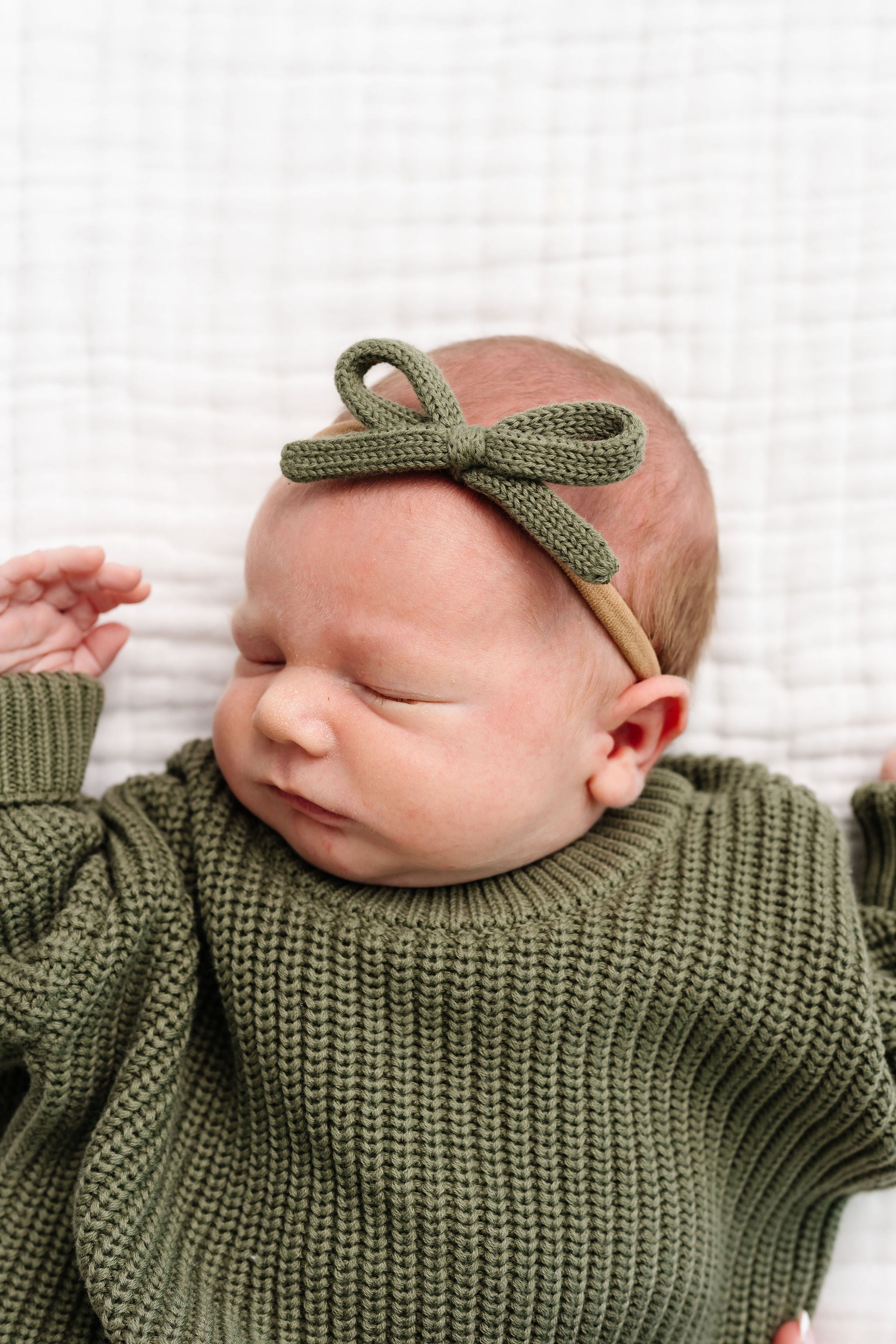 Sweater Bow - Olive Knit Headband