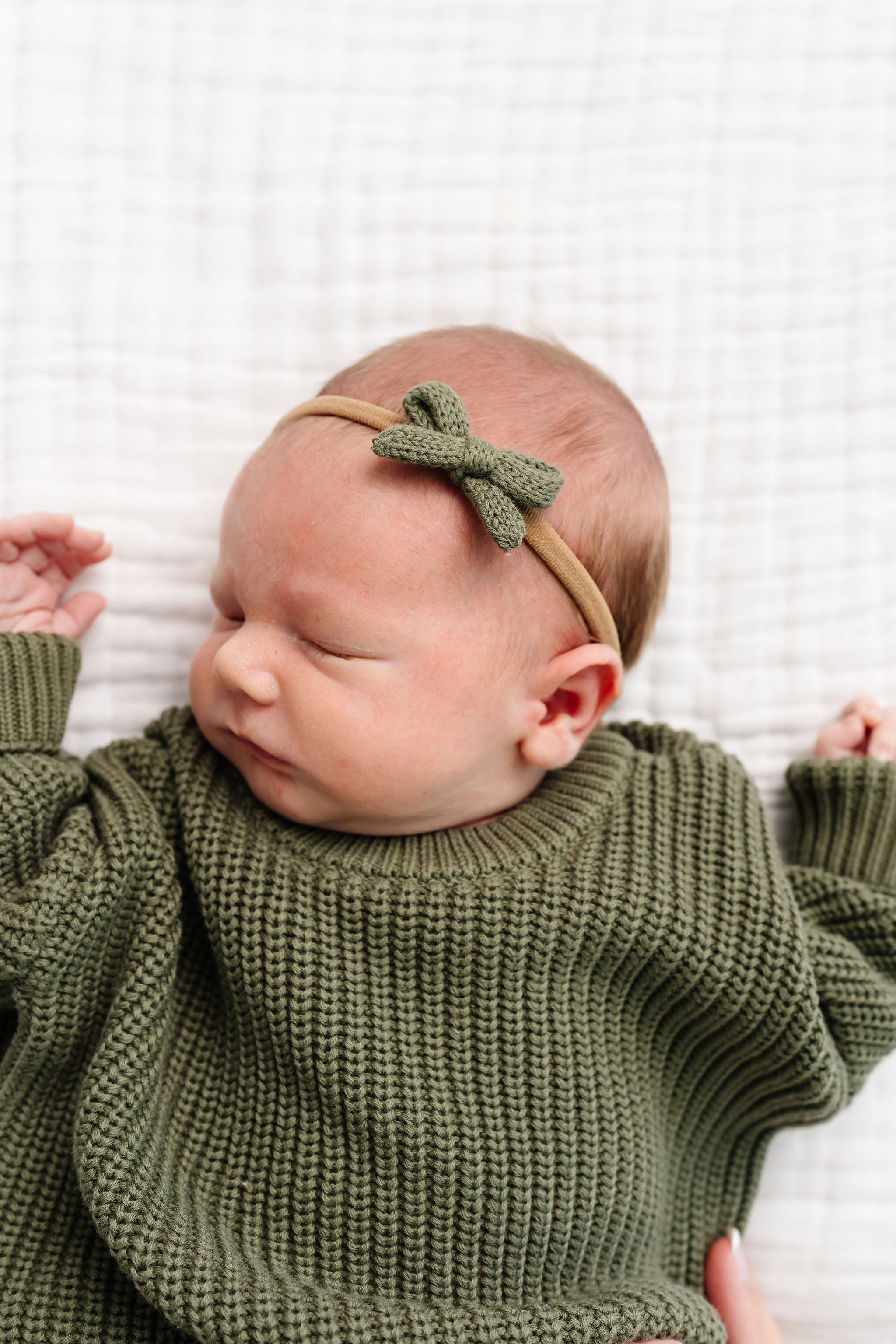 Sweater Bow - Olive Knit Headband