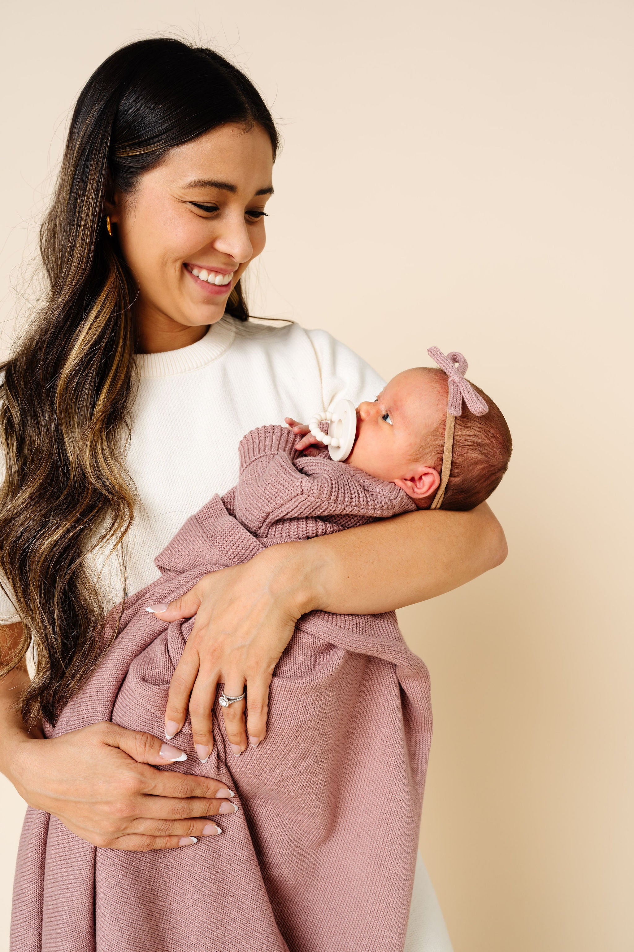 Sweater Bow - Mauve Knit Headband