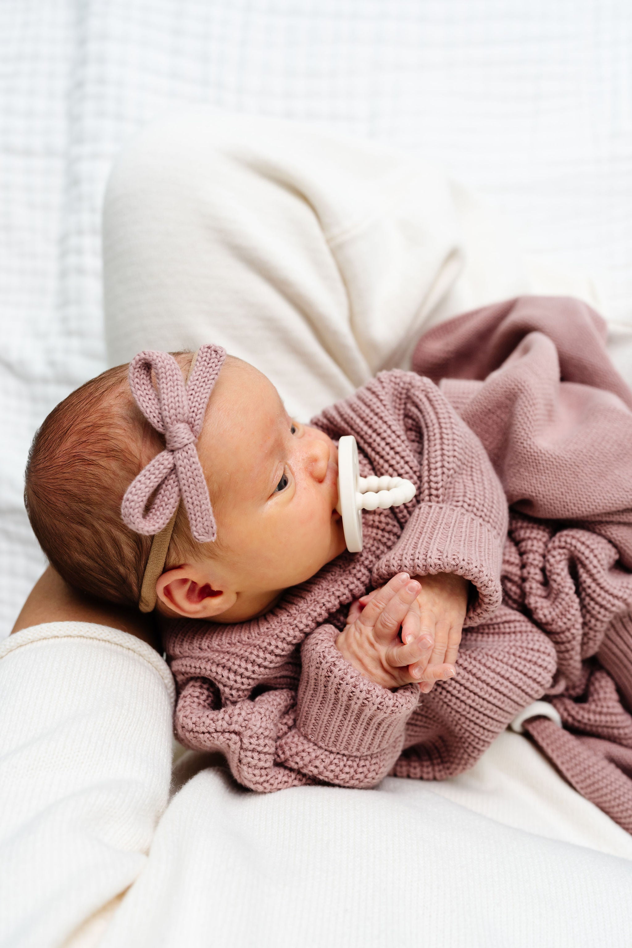 Sweater Bow - Mauve Knit Headband