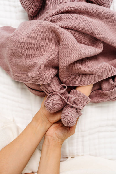 Knit Booties - Mauve