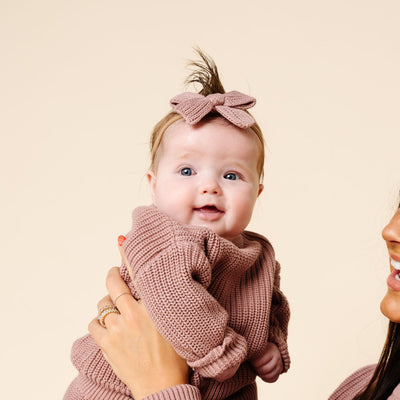 Sweater Bow - Mauve Chunky Knit Headband