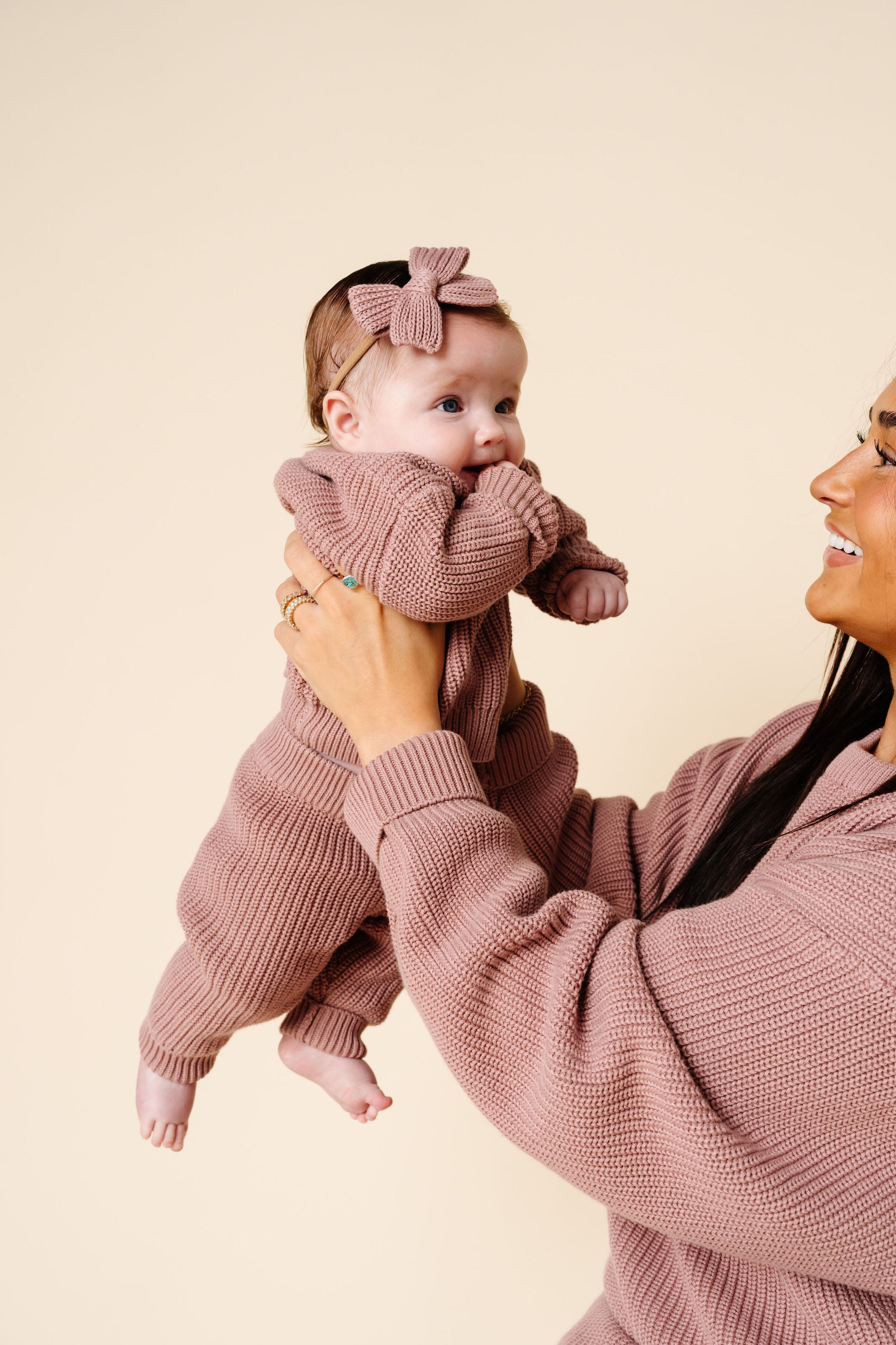 Sweater Bow - Mauve Chunky Knit Headband