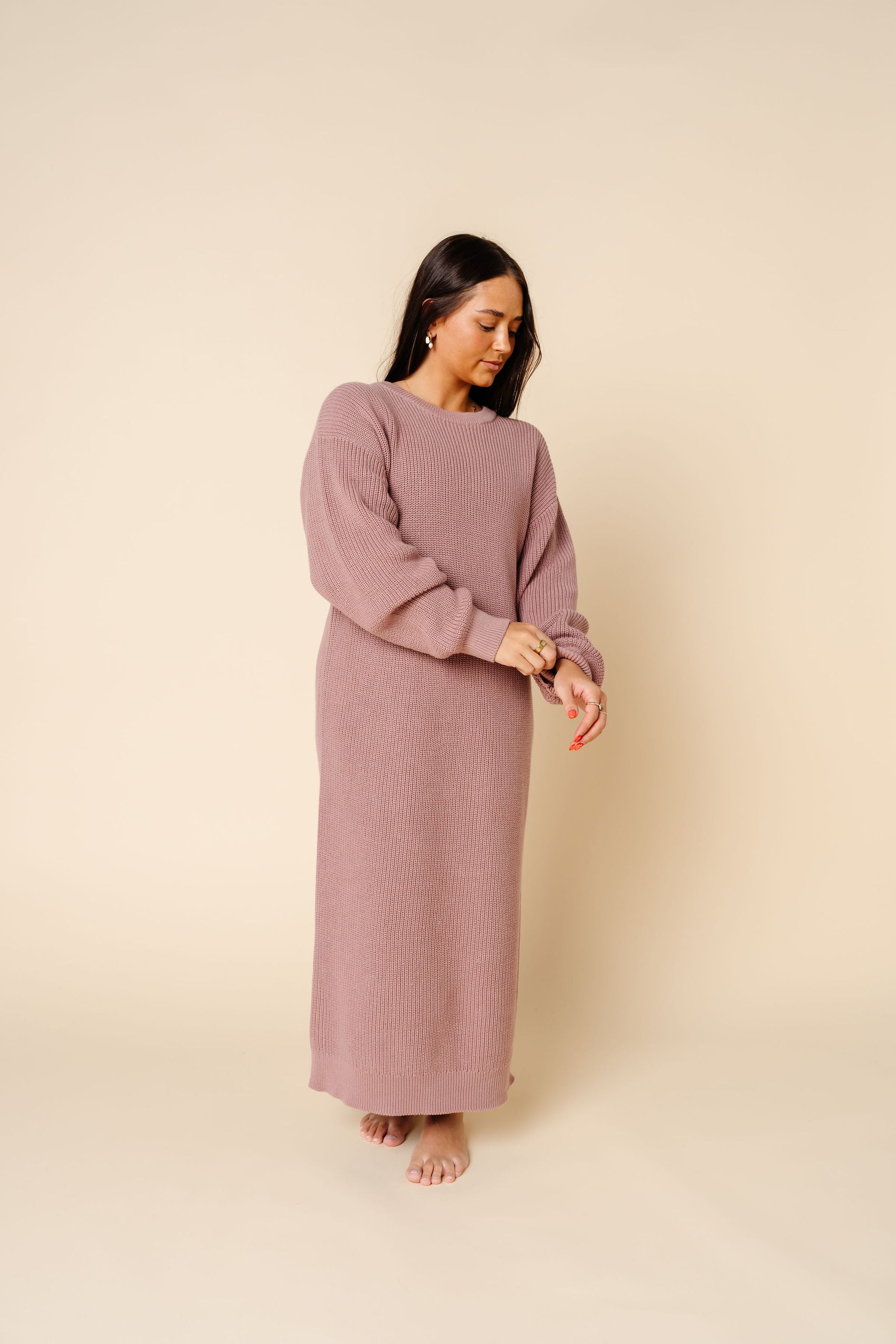 Knit Women's Sweater Maxi Dress - Mauve