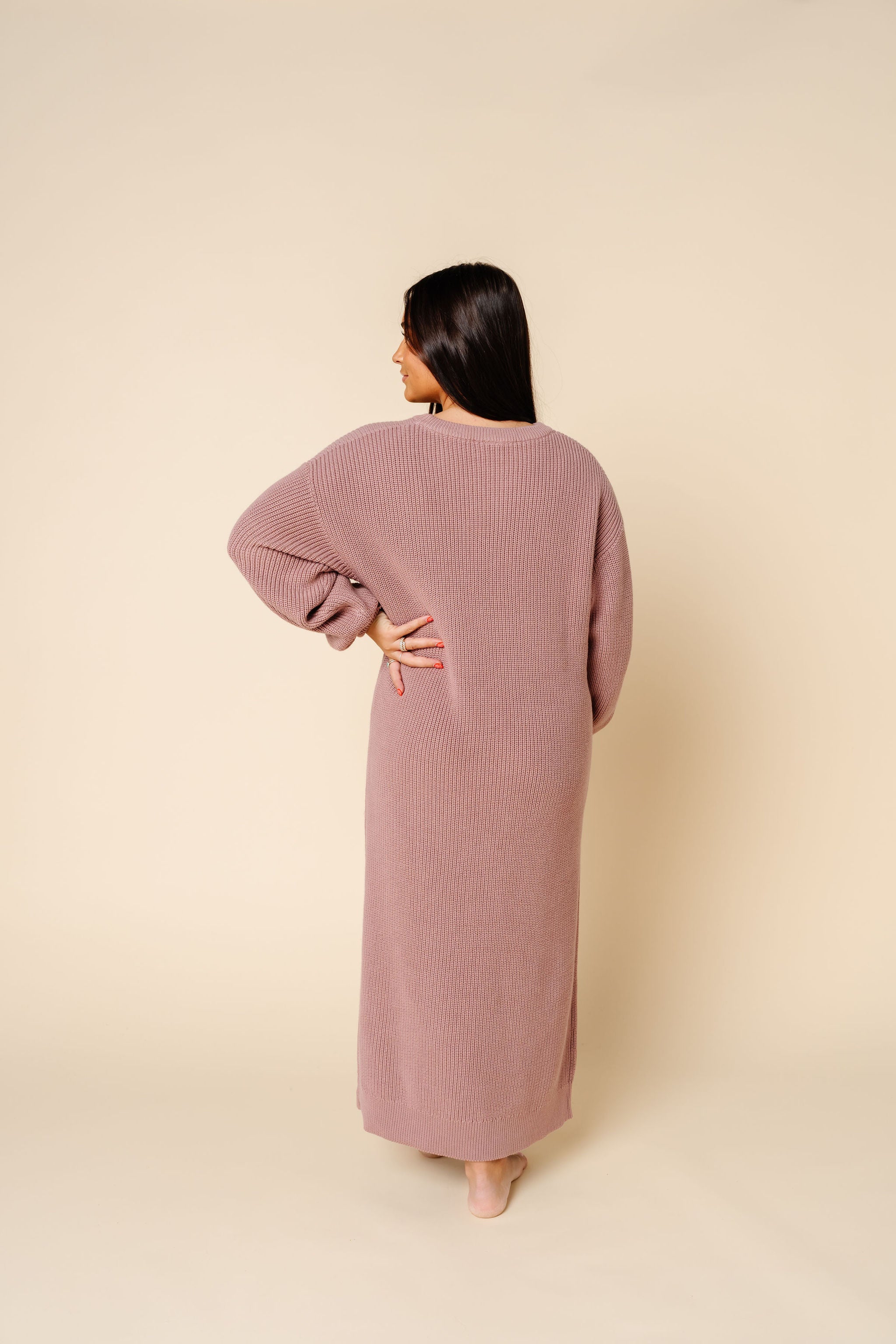 Knit Women's Sweater Maxi Dress - Mauve