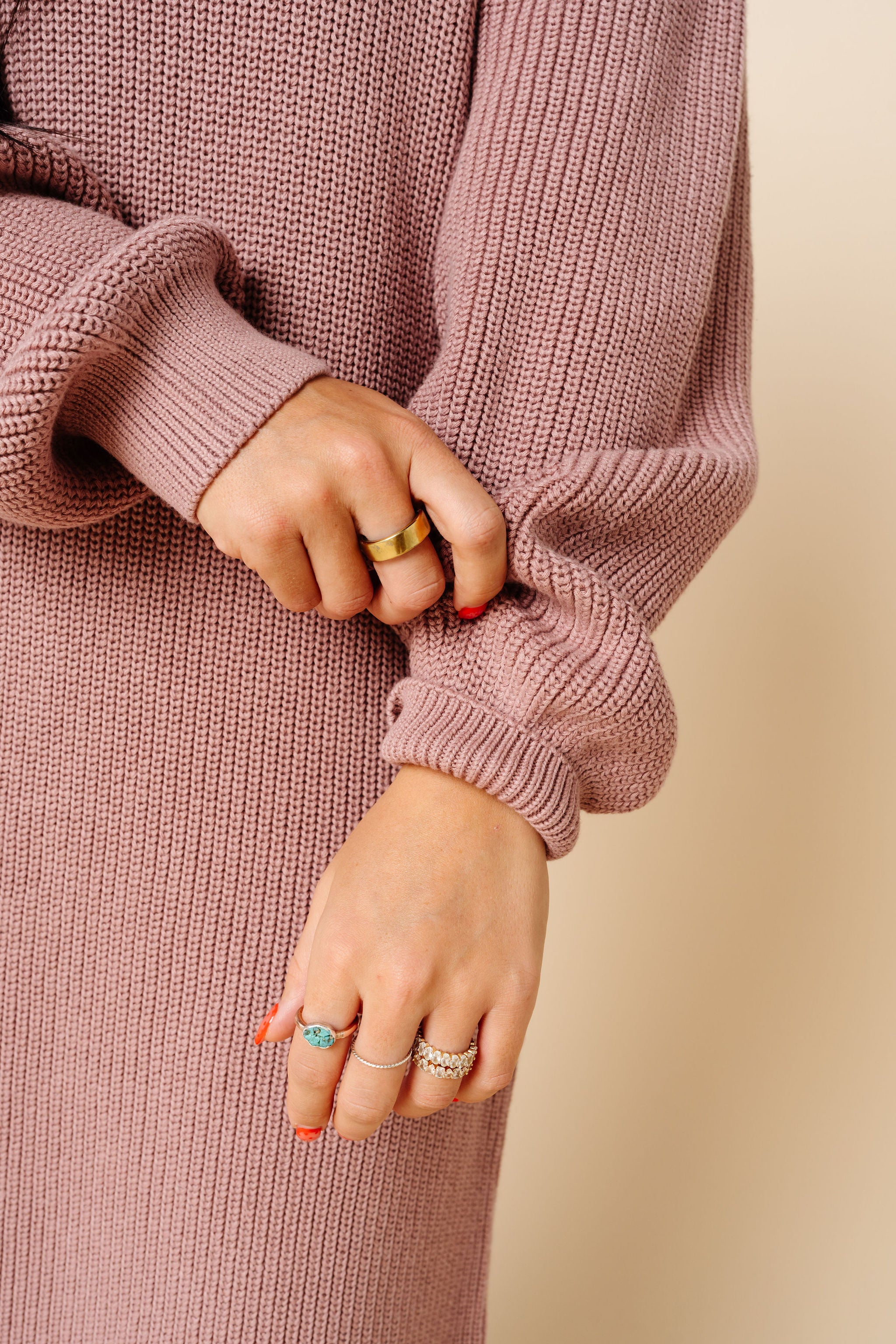 Knit Women's Sweater Maxi Dress - Mauve