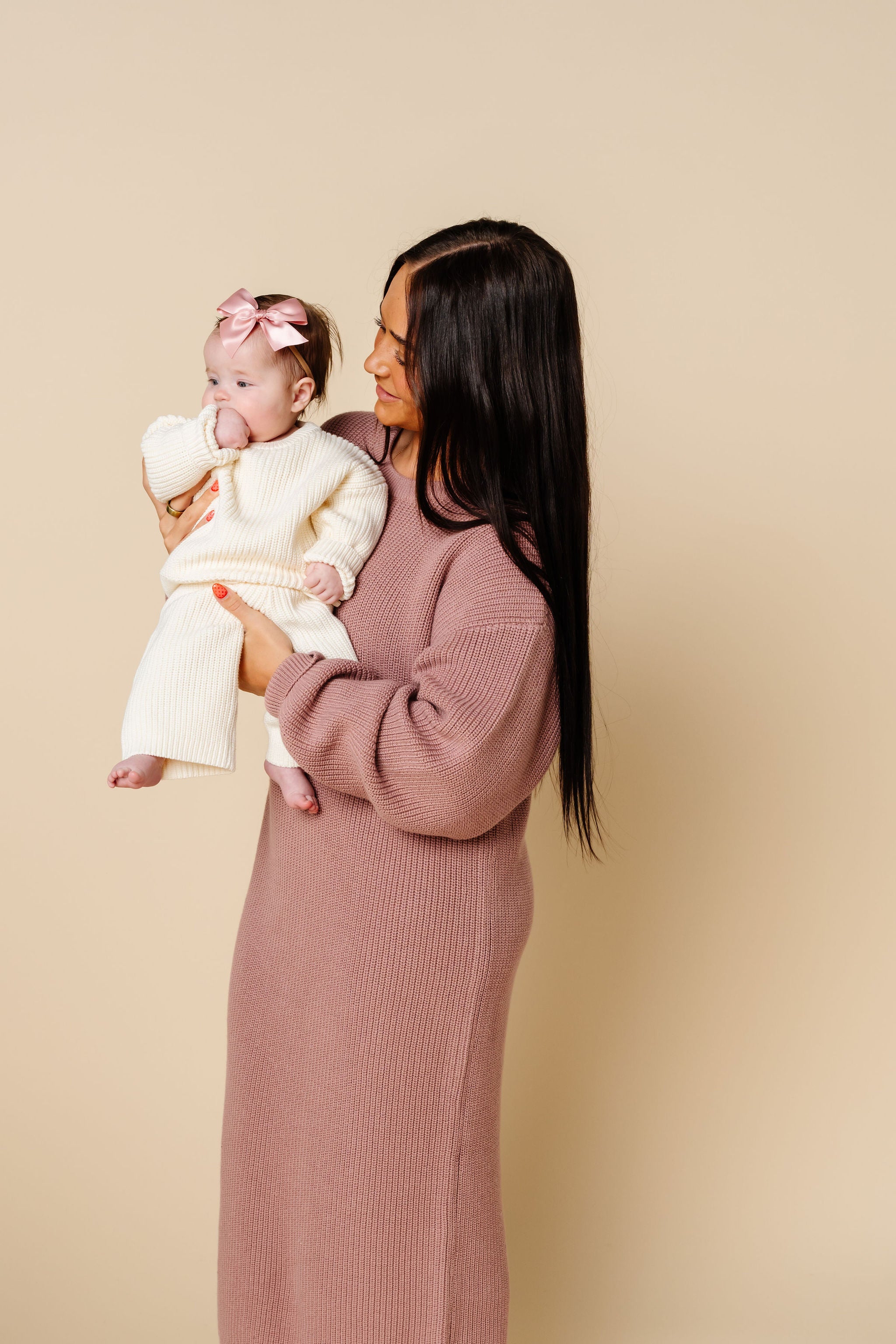 Knit Women's Sweater Maxi Dress - Mauve