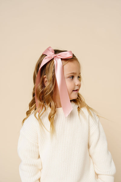 Satin Bow - French Pink Sash Clip