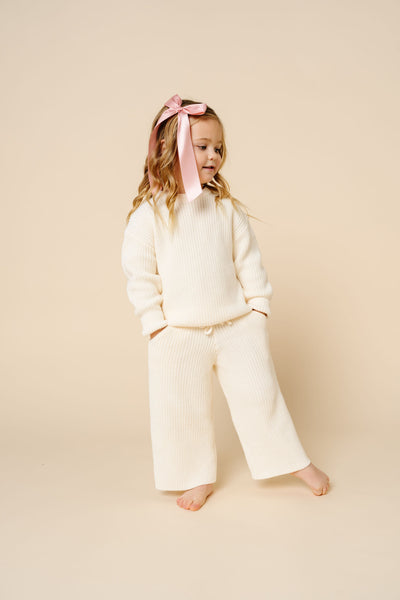 Knit Chunky Wide Leg Pants - Ivory