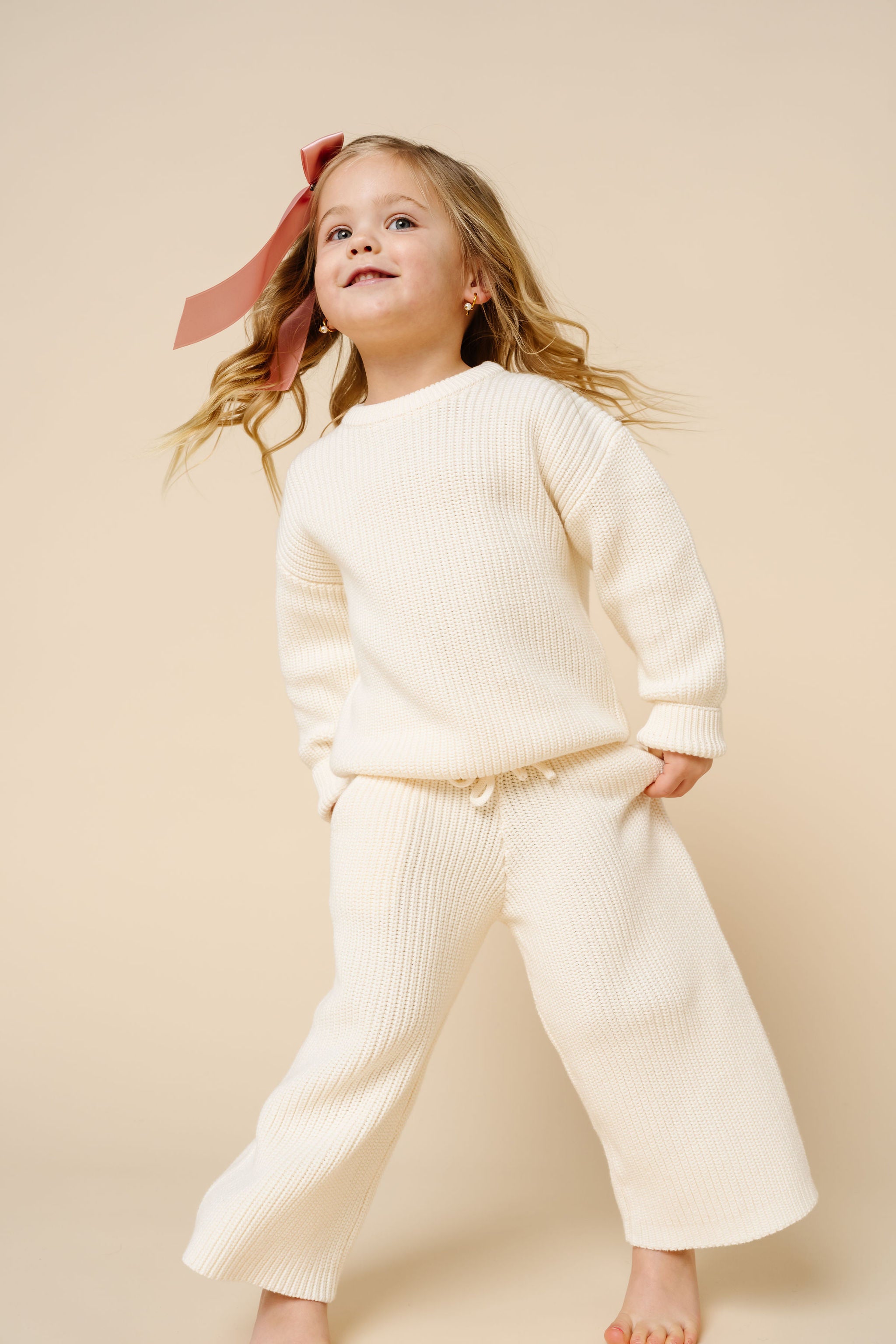 Knit Chunky Wide Leg Pants - Ivory