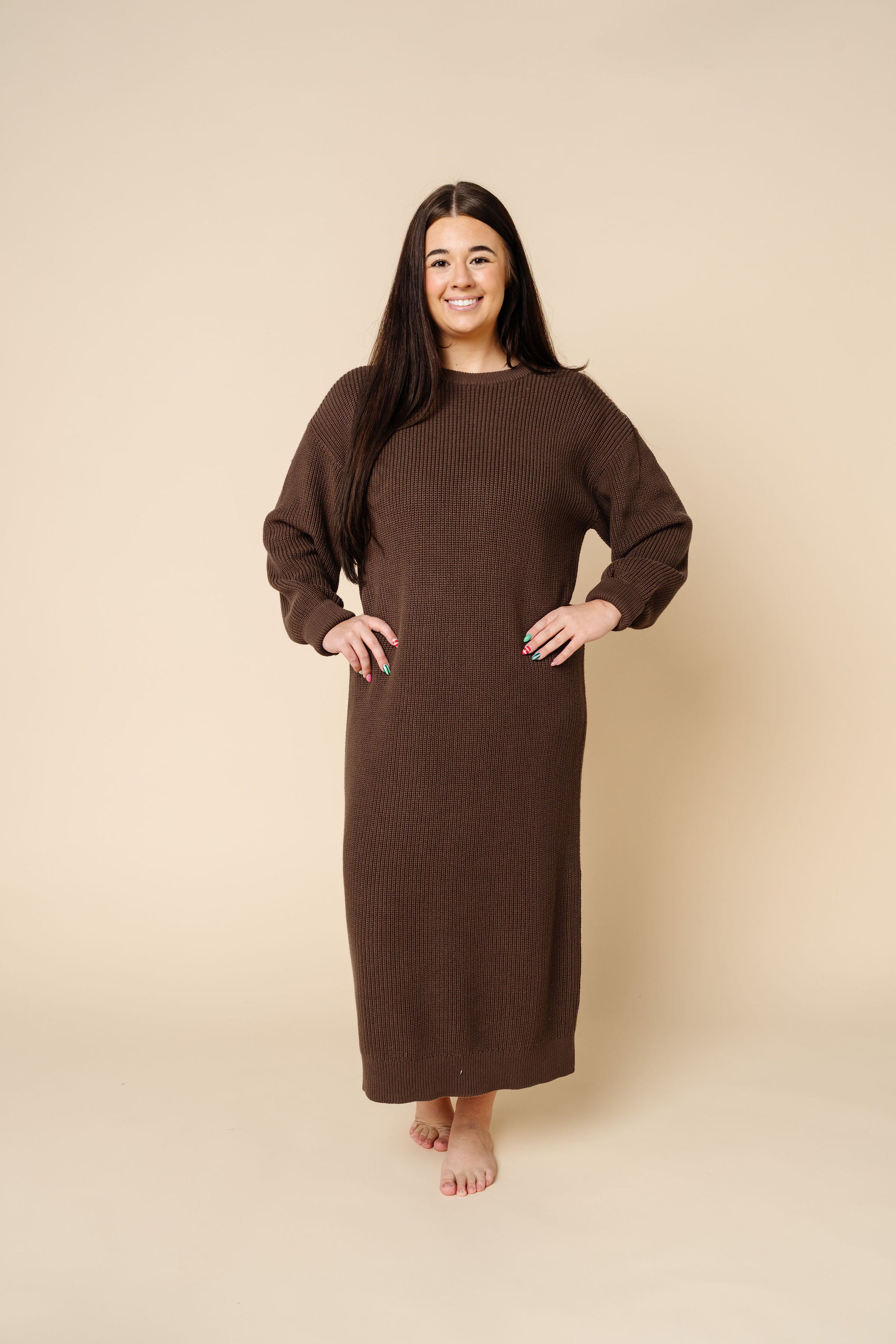 Knit Women's Sweater Maxi Dress - Cocoa