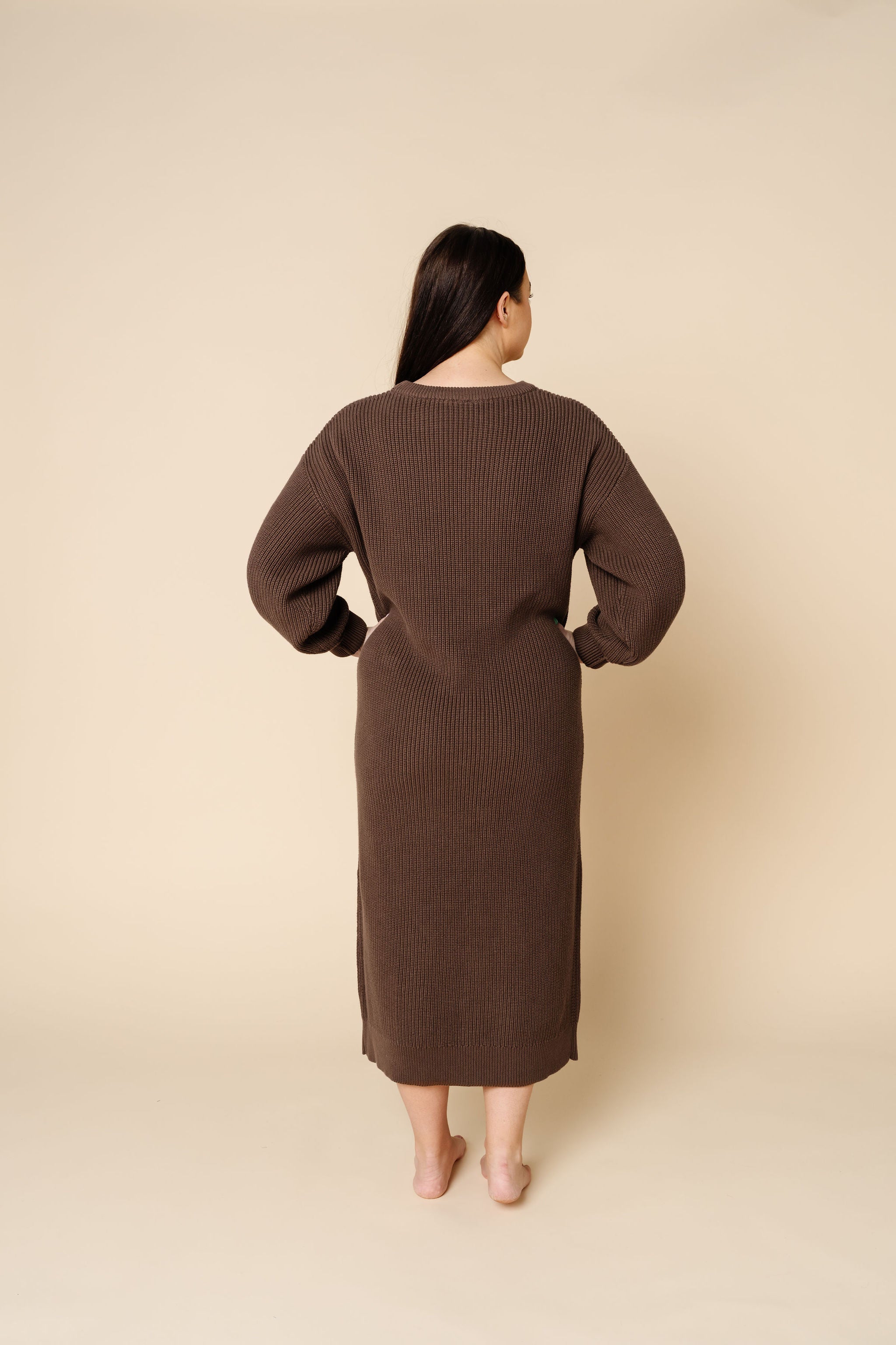 Knit Women's Sweater Maxi Dress - Cocoa