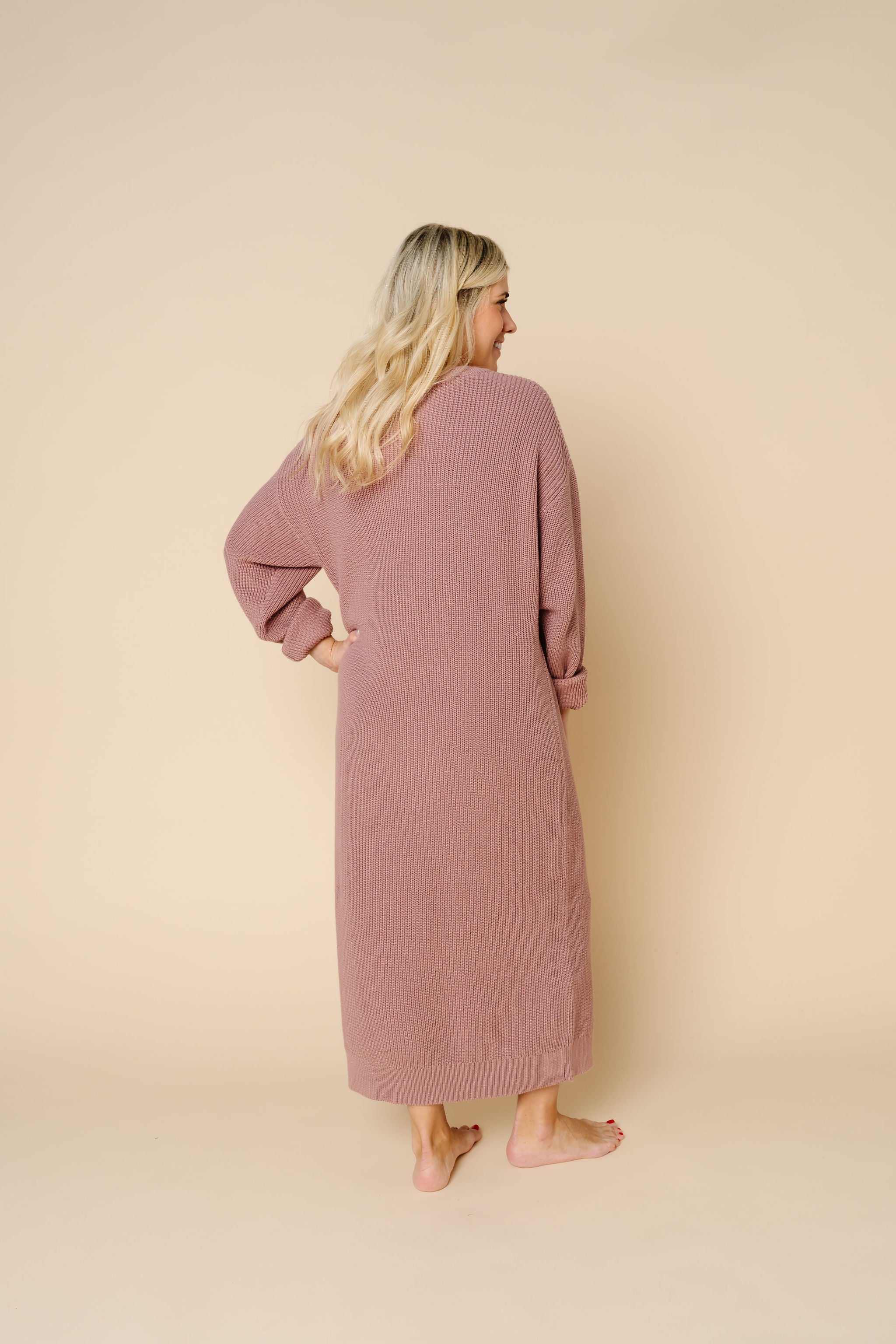 Knit Women's Sweater Maxi Dress - Mauve