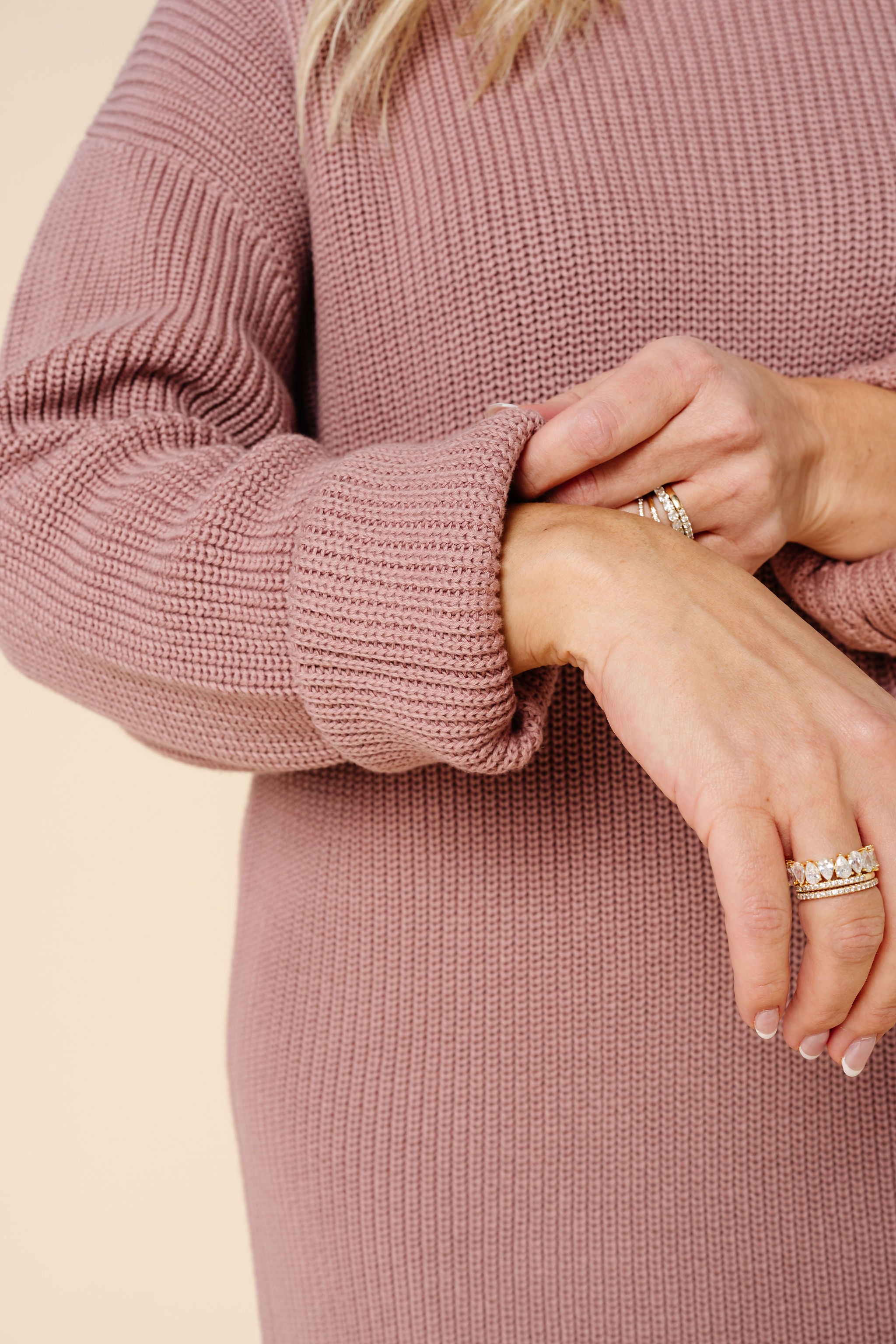 Knit Women's Sweater Maxi Dress - Mauve