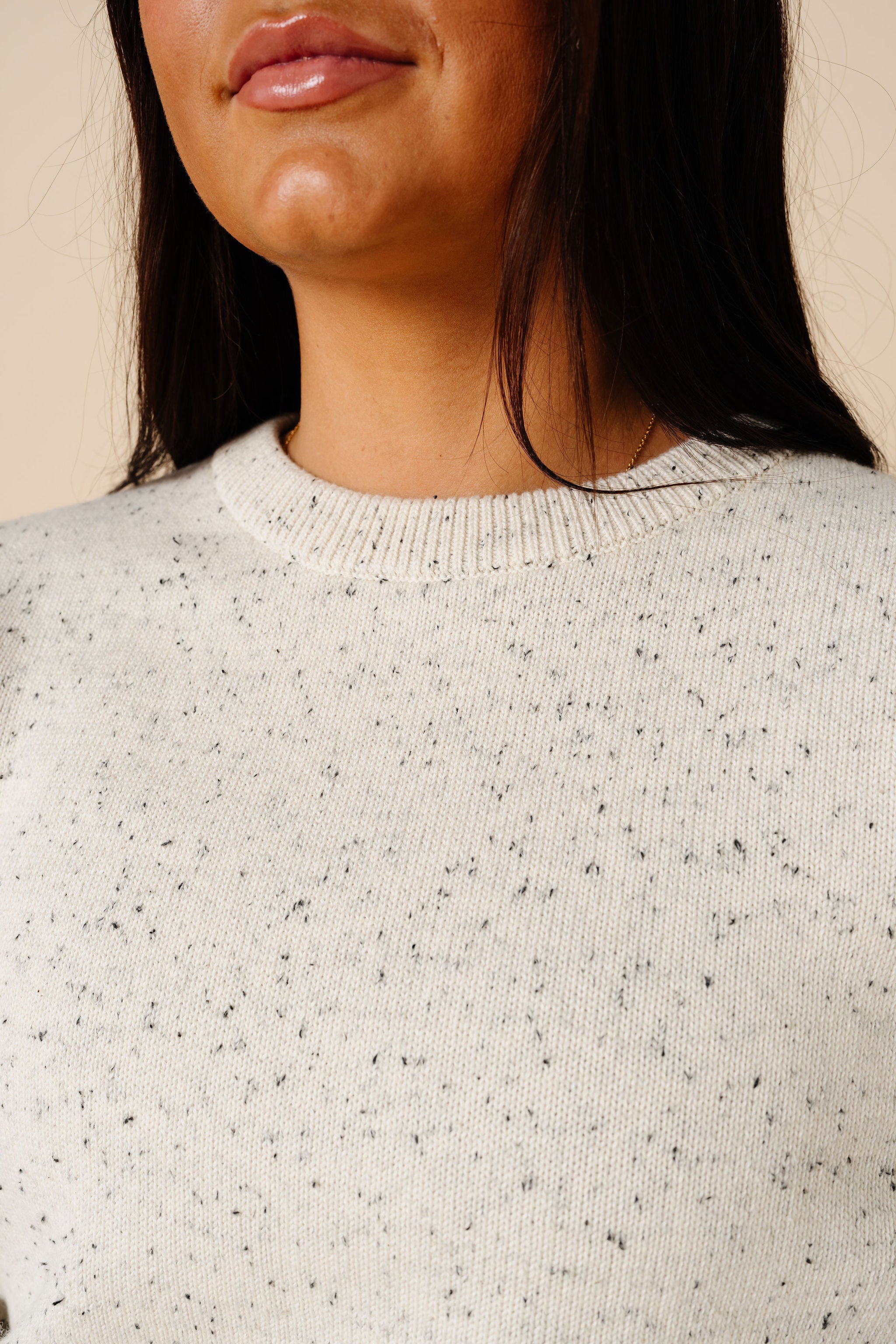 Knit Women's Sweater - Cream Speckle