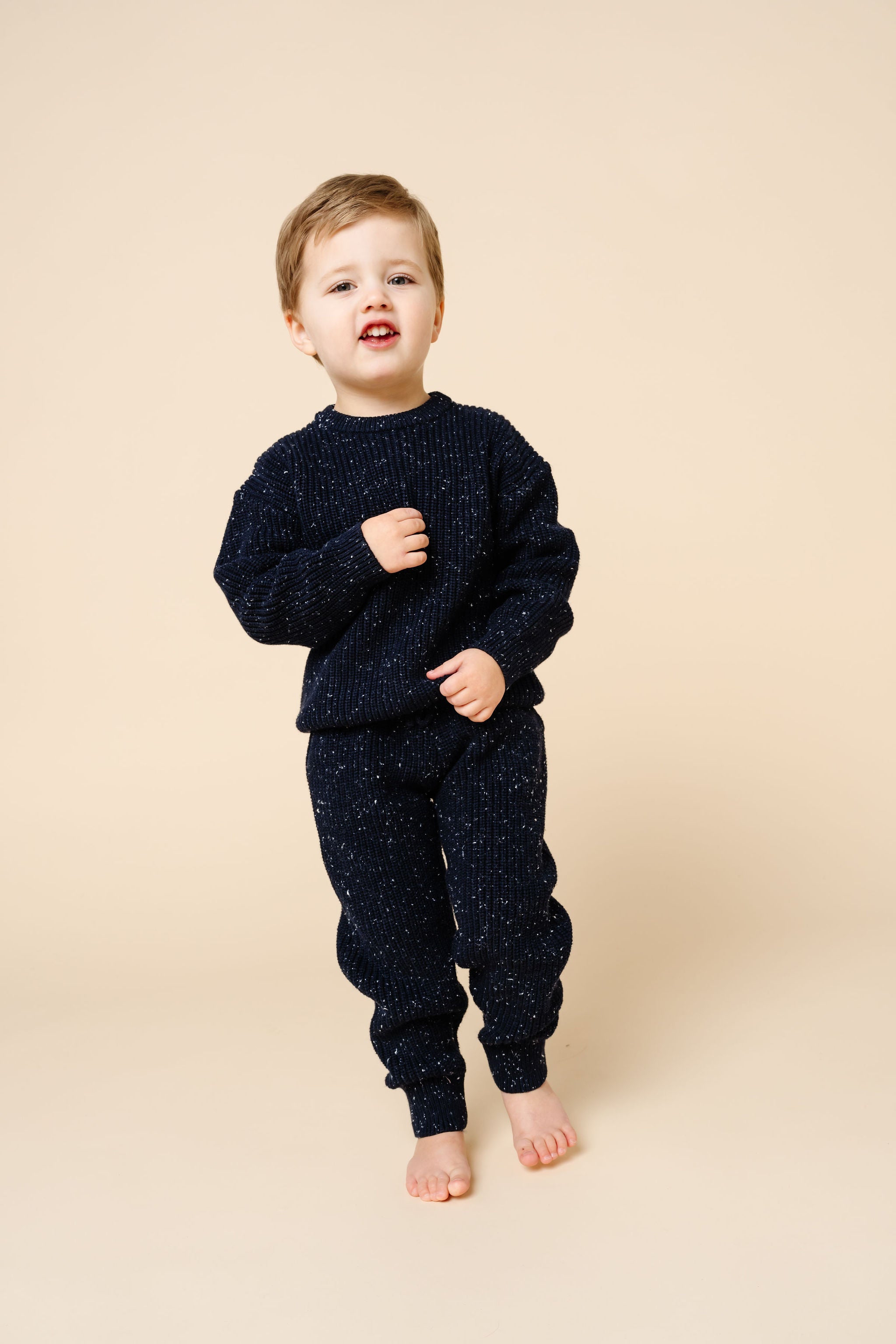 Knit Chunky Sweater - Navy Speckle