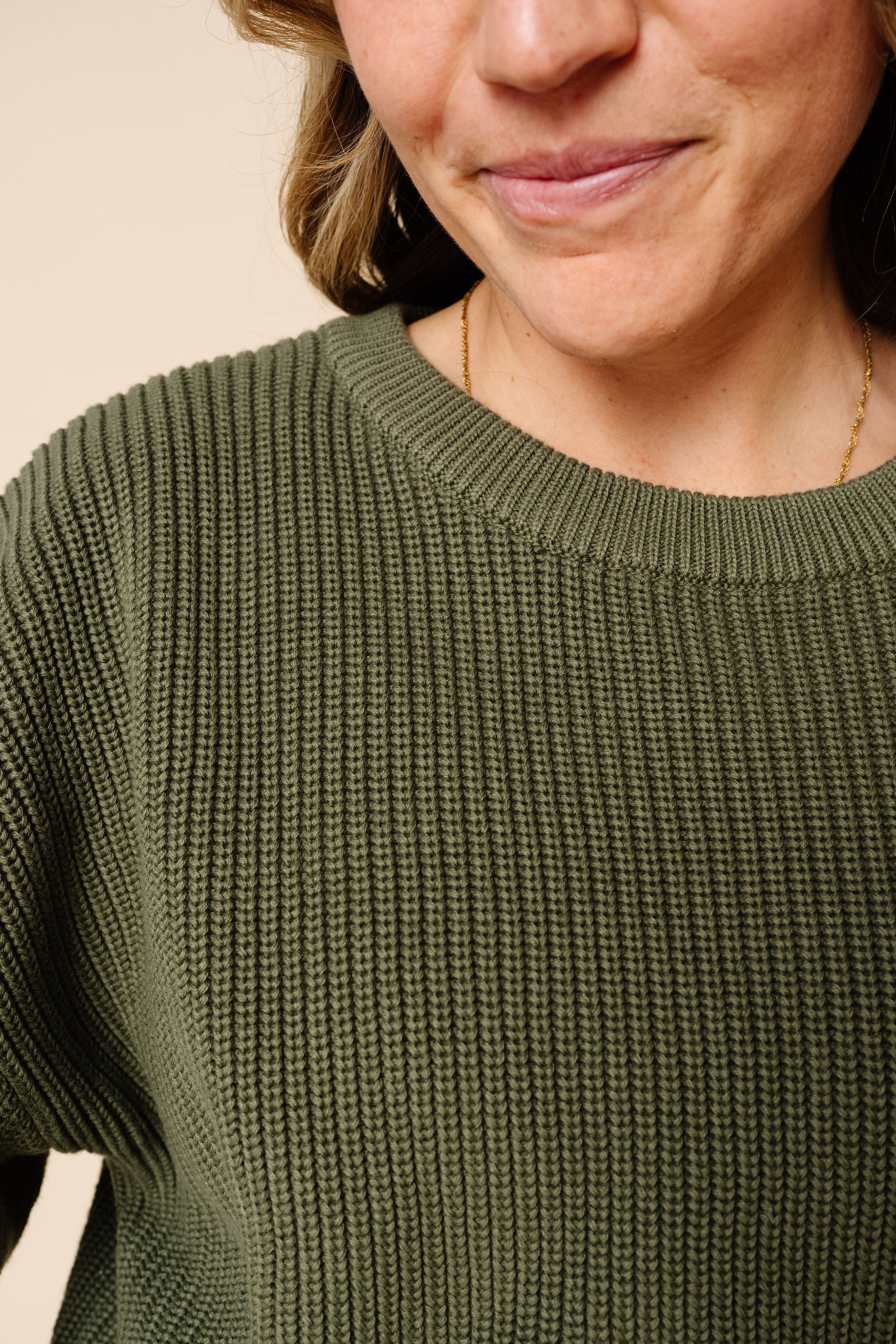 Knit Women's Chunky Sweater - Olive