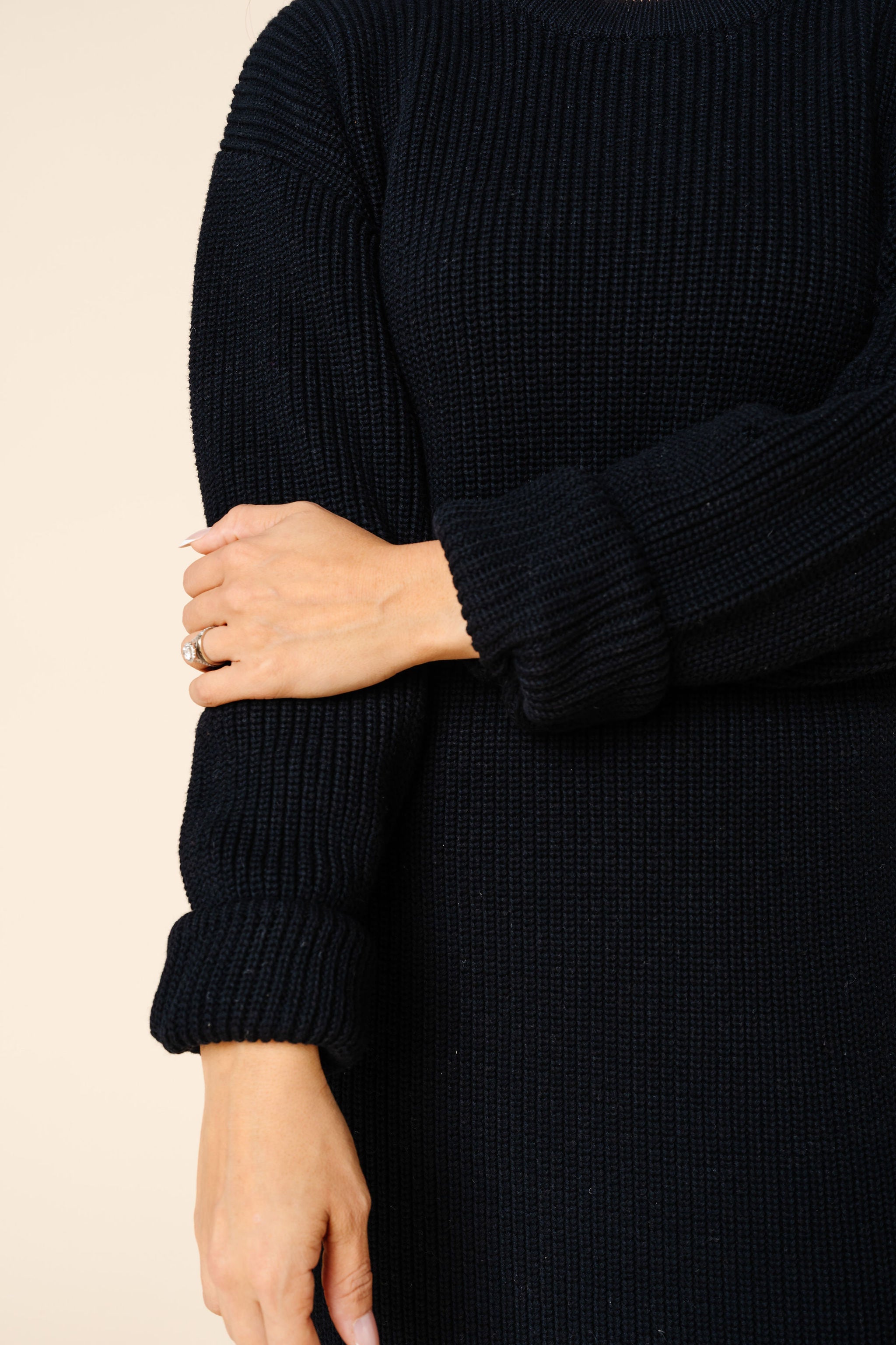 Knit Women's Sweater Maxi Dress - Black