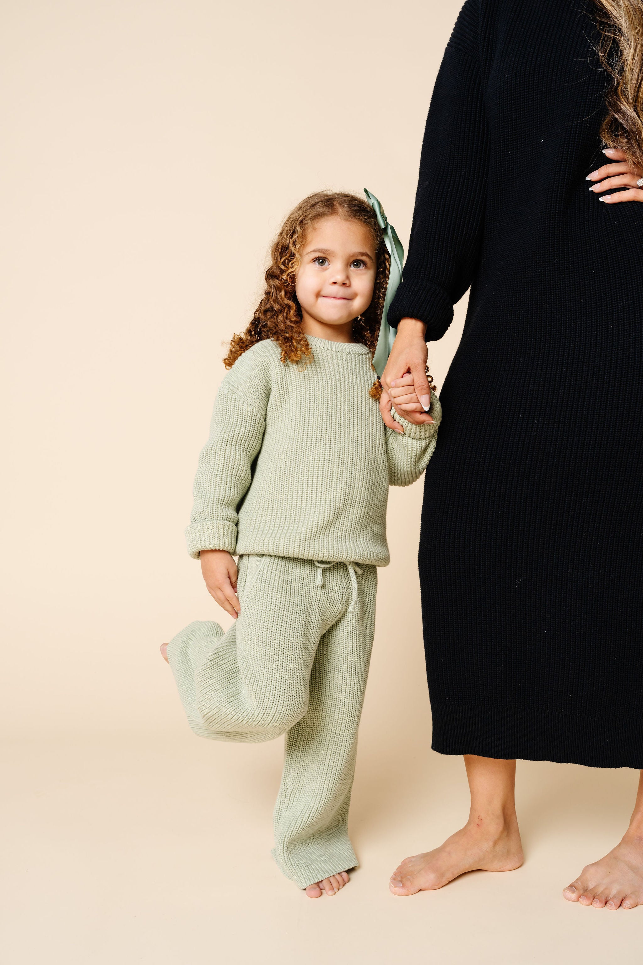 Knit Chunky Wide Leg Pants - Sage