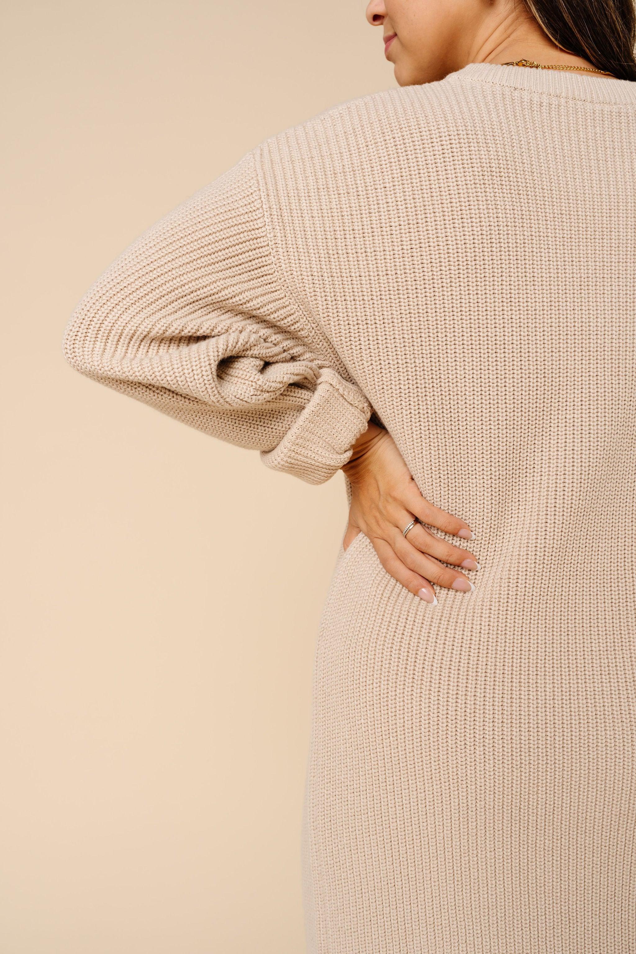 Knit Women's Sweater Maxi Dress - Tan