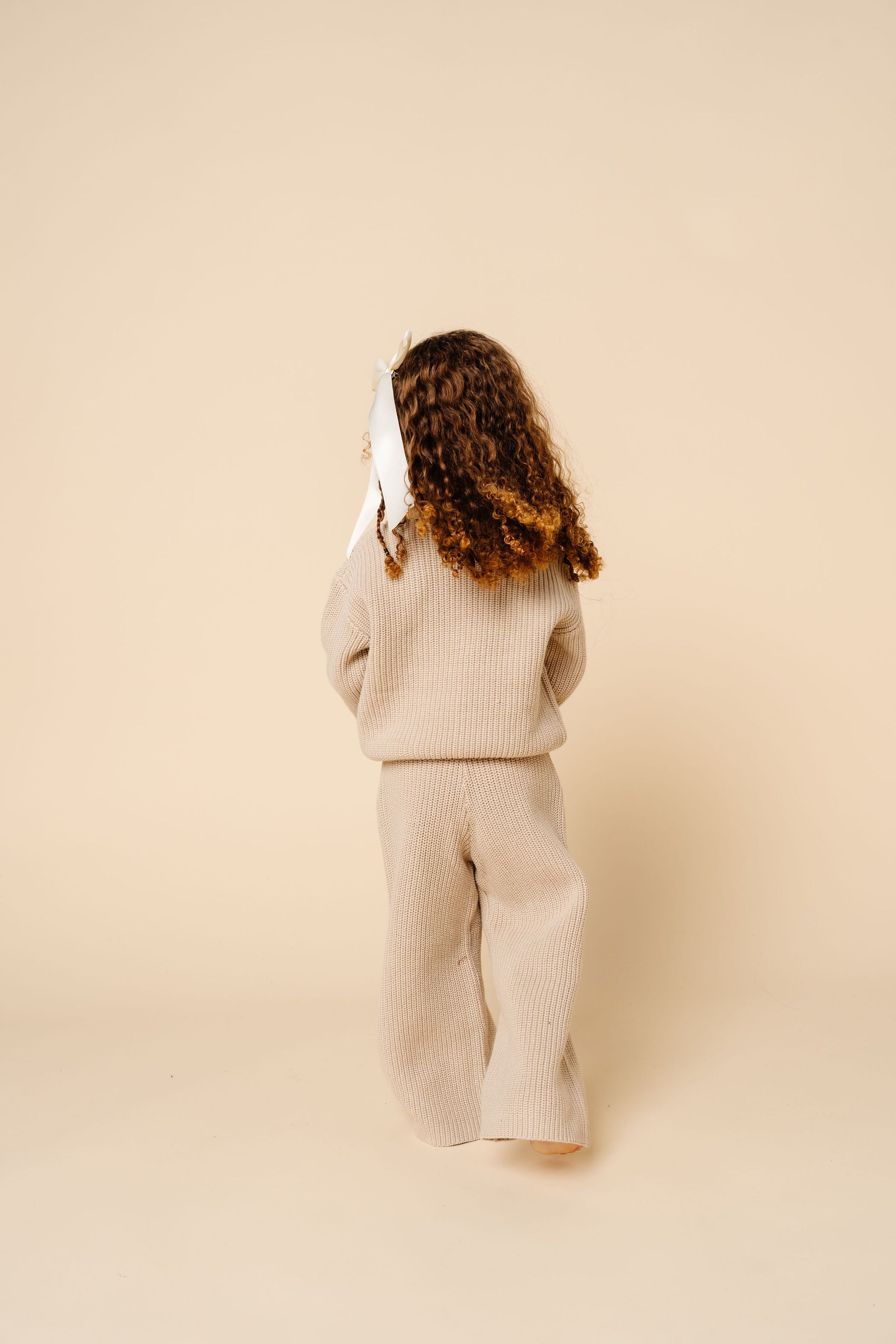 Knit Chunky Wide Leg Pants - Tan