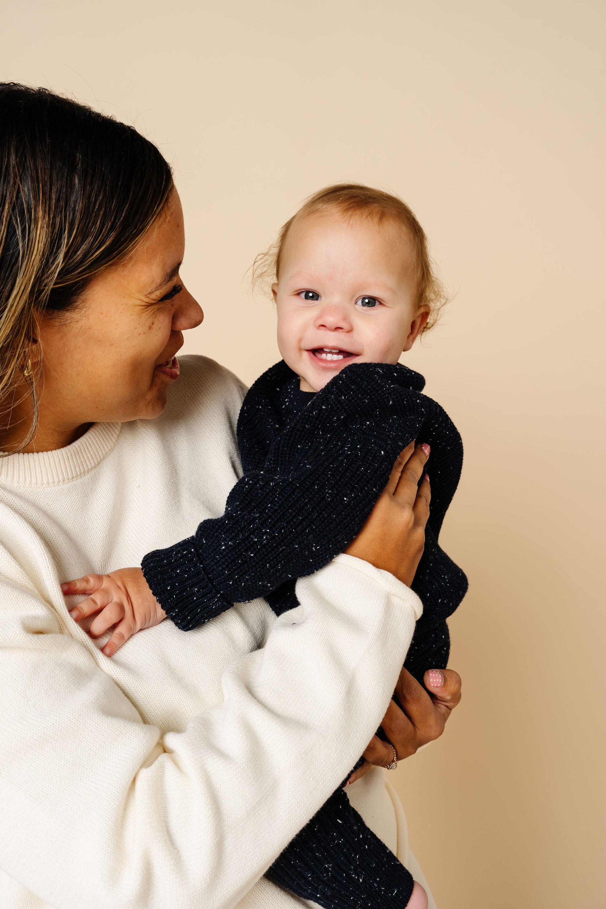 Knit Chunky Sweater - Navy Speckle