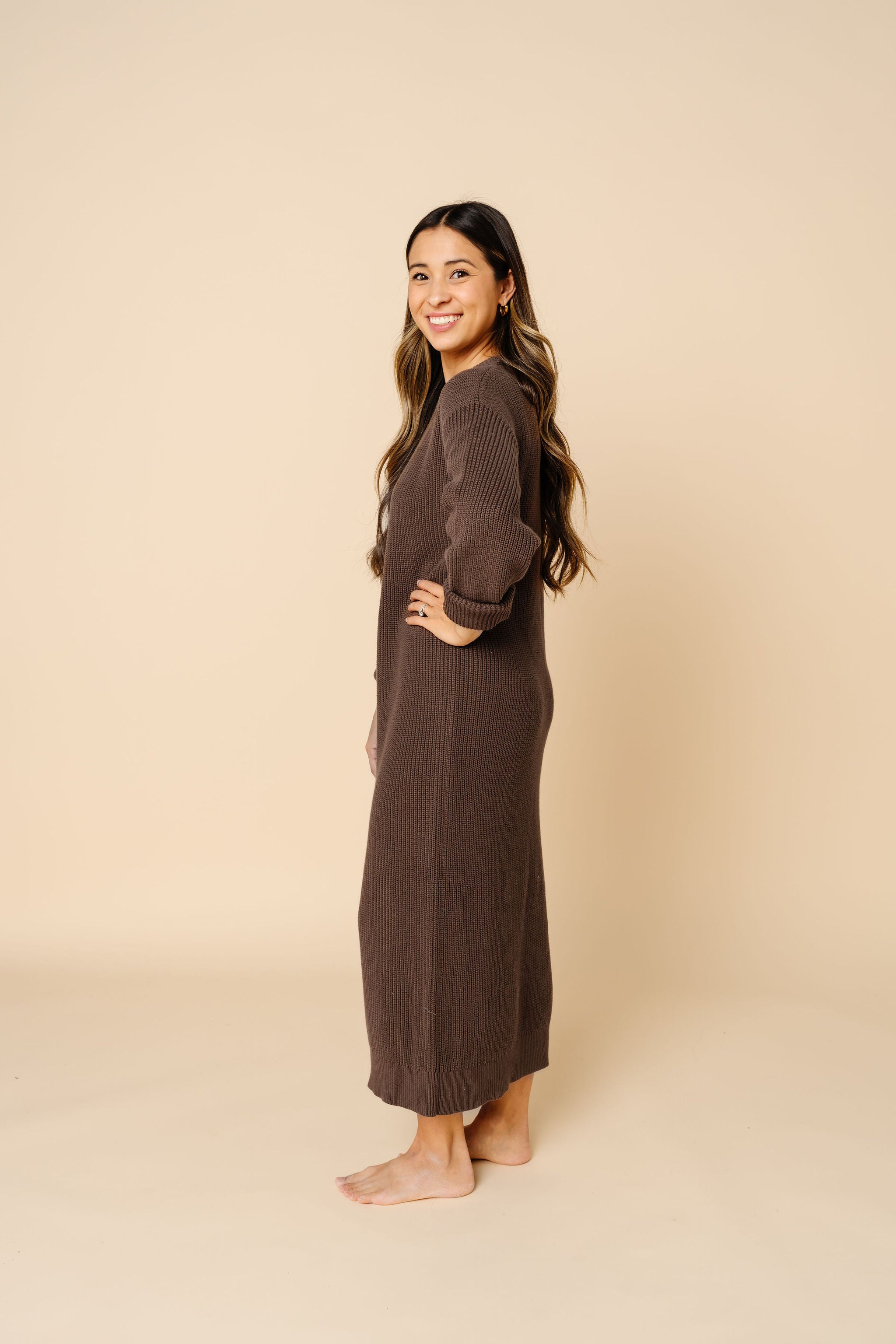 Knit Women's Sweater Maxi Dress - Cocoa