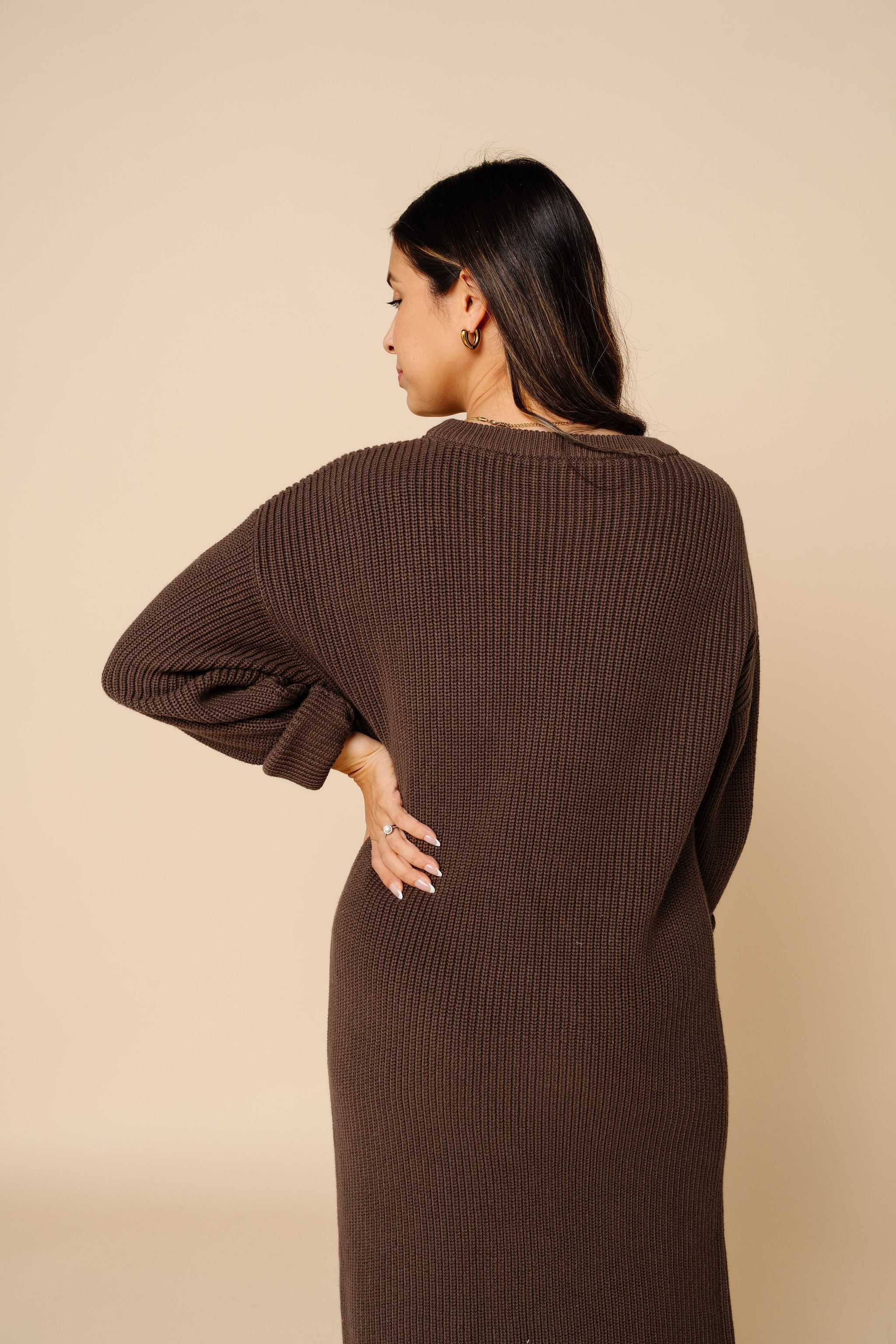 Knit Women's Sweater Maxi Dress - Cocoa