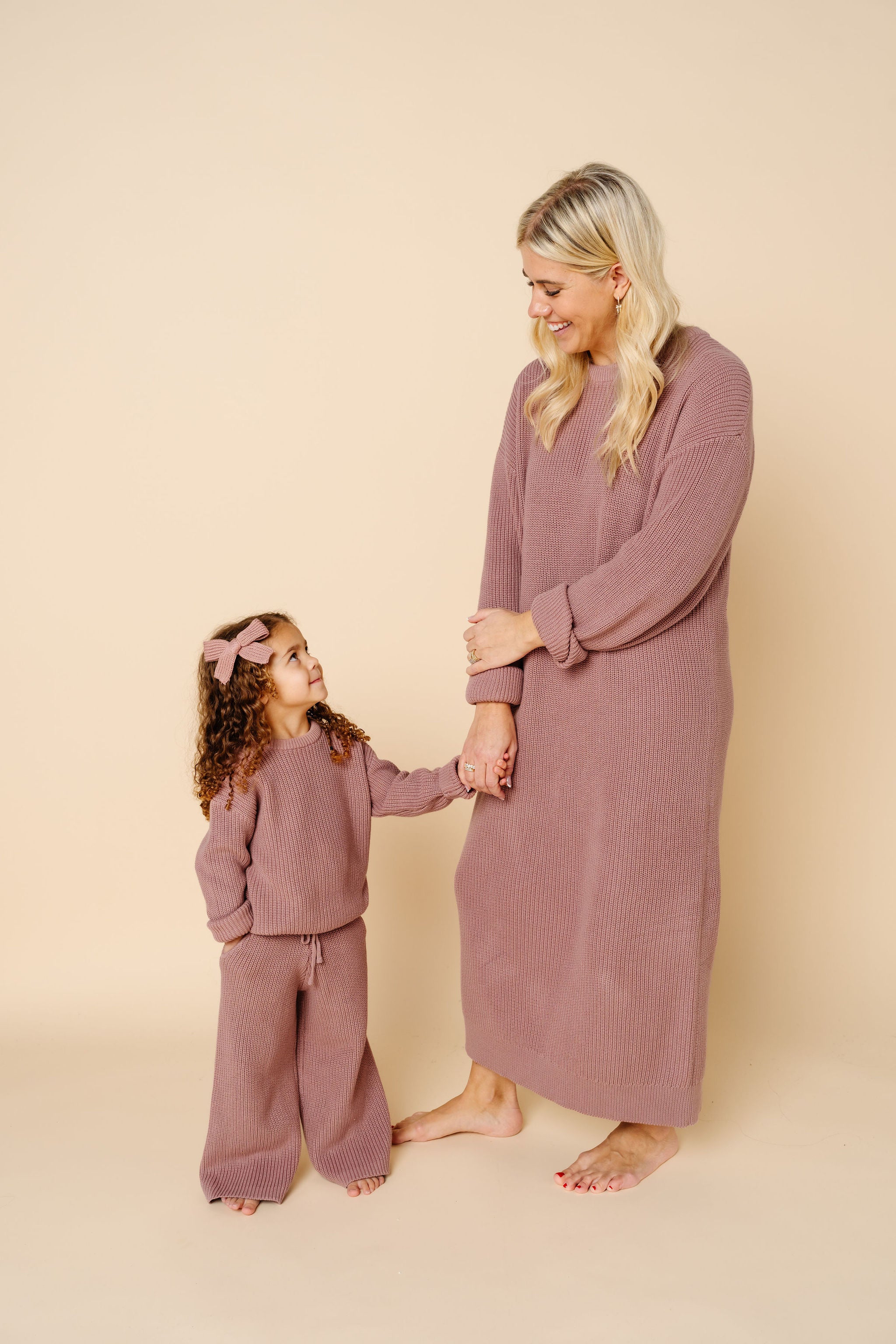 Knit Women's Sweater Maxi Dress - Mauve